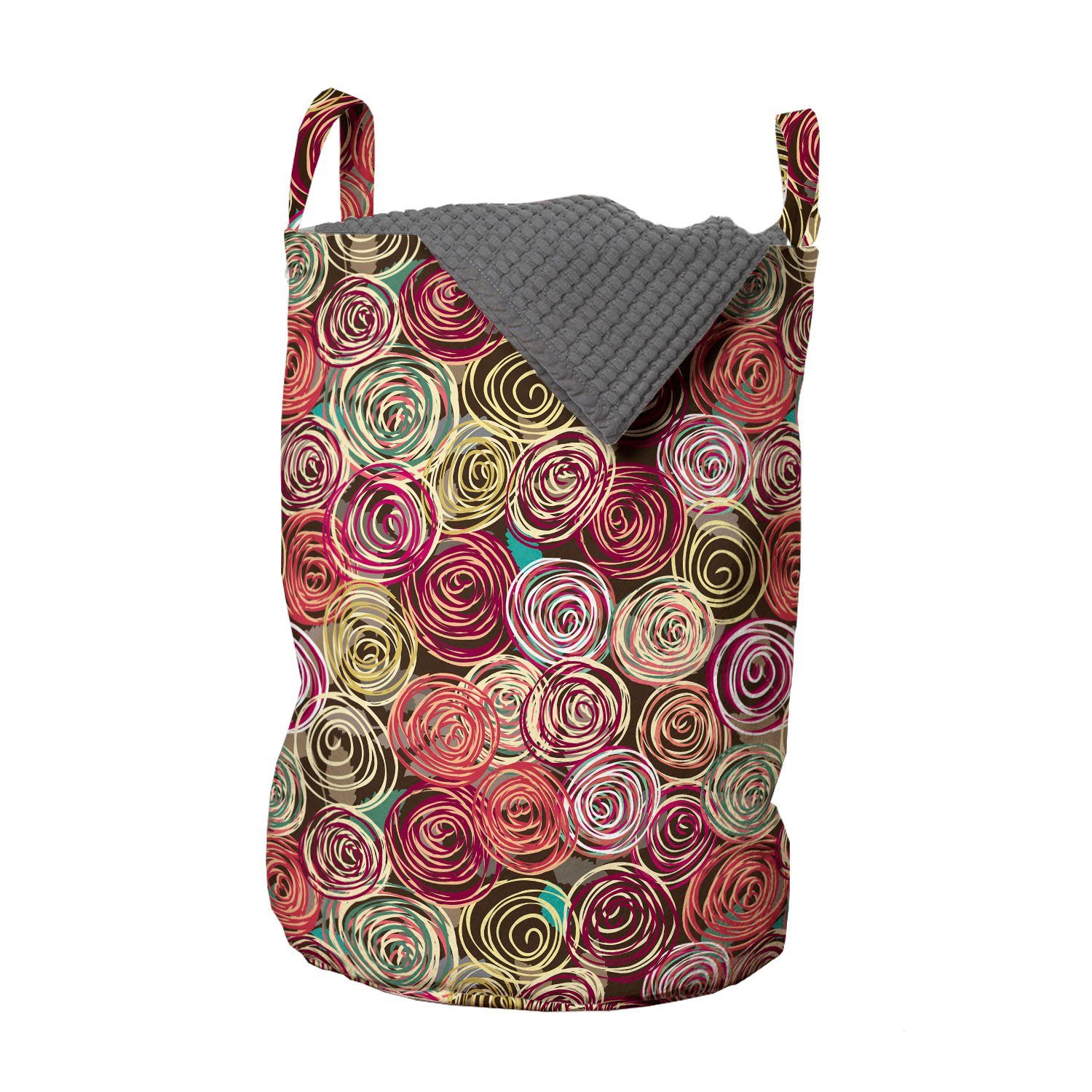 mit Wäschesäckchen Wäschekorb Kordelzugverschluss Rosen-Blumen-Surreal für Abakuhaus Abstrakt Waschsalons, Griffen