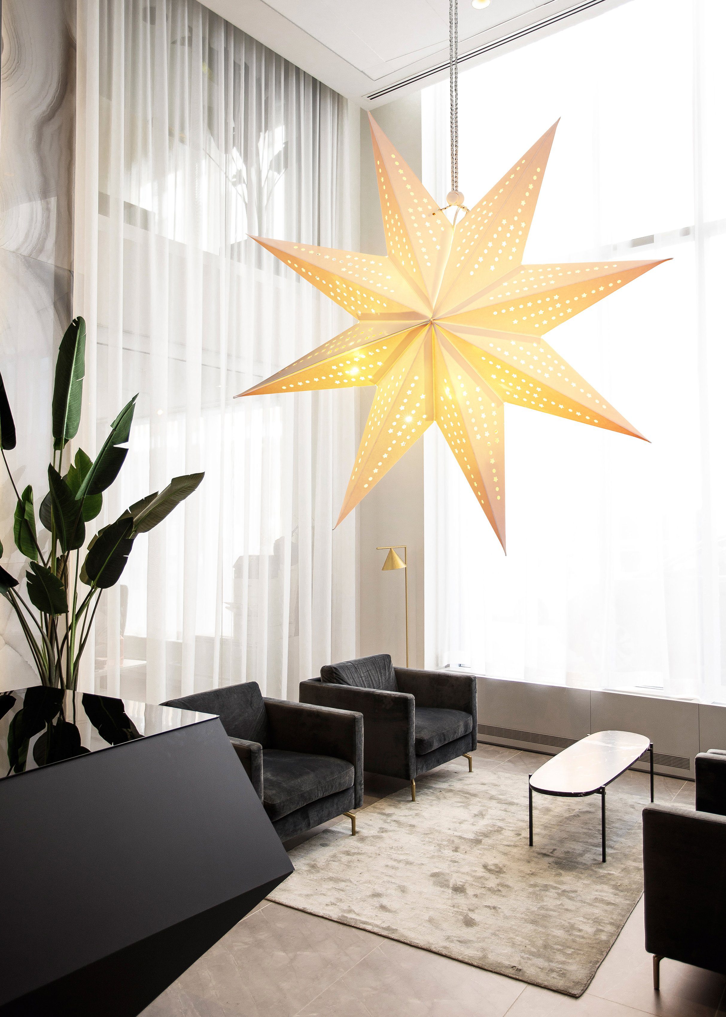 BONETTI LED Stern Weihnachtsstern, LED fest integriert, Warmweiß, Ø ca. 45 cm, Papierstern, mit 9 Spitzen, Weihnachtsdeko