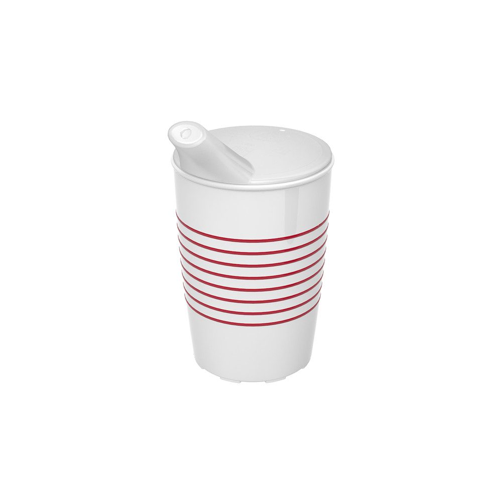 Ornamin Schnabelbecher mit Antirutsch-Trick Blume/Ringe mit Schnabelaufsatz/Trinkaufsatz, 1-tlg., SAN, Trinkhilfe l Alltagshilfe l Schnabeltasse l Made in Germany