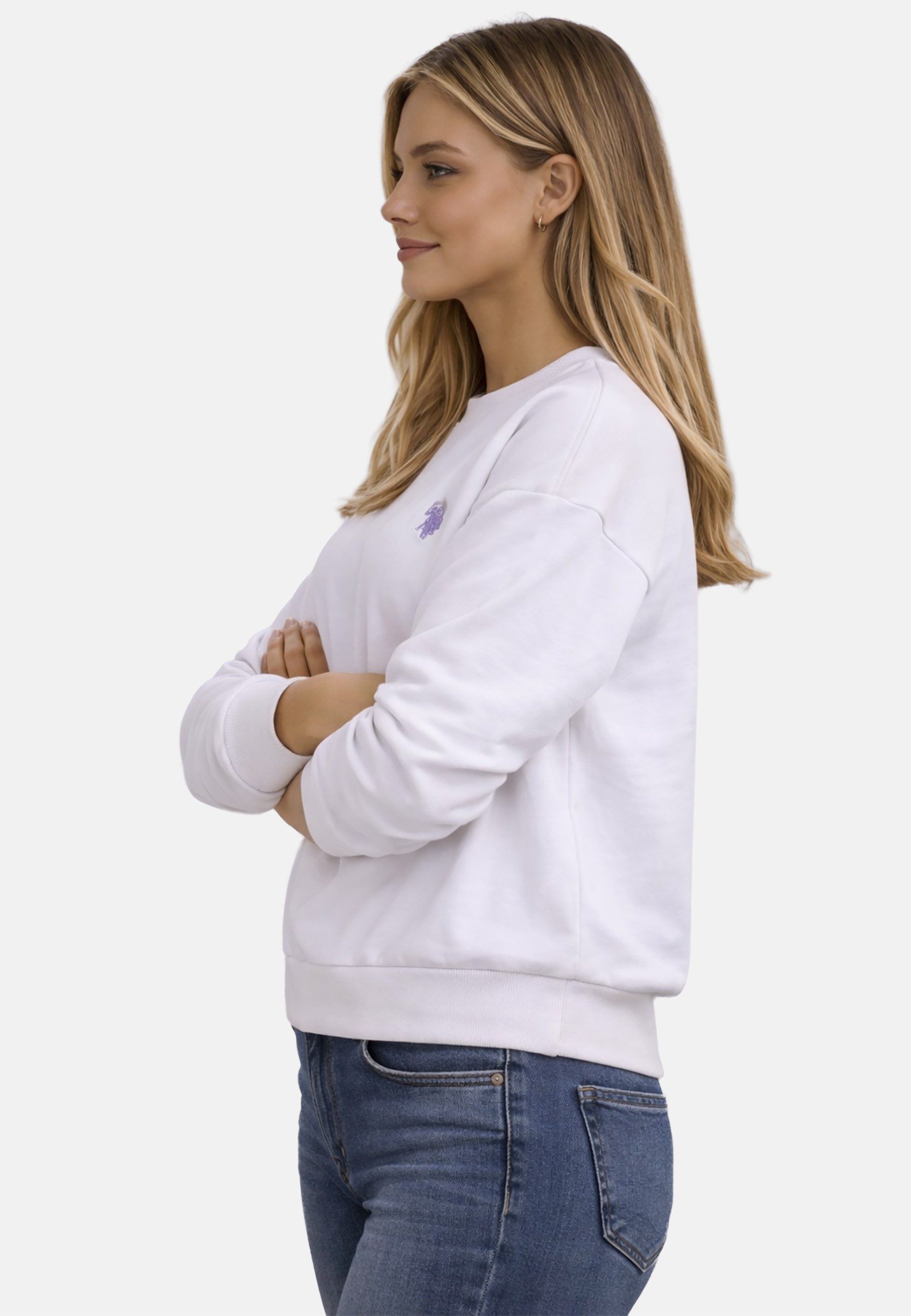 U.S. Polo Assn. Sweatshirt USKalatine Pullover Rundhals – Baumwollmix Sweater Weicher Rundhalspullover mit Stretch und Logo-Stickerei