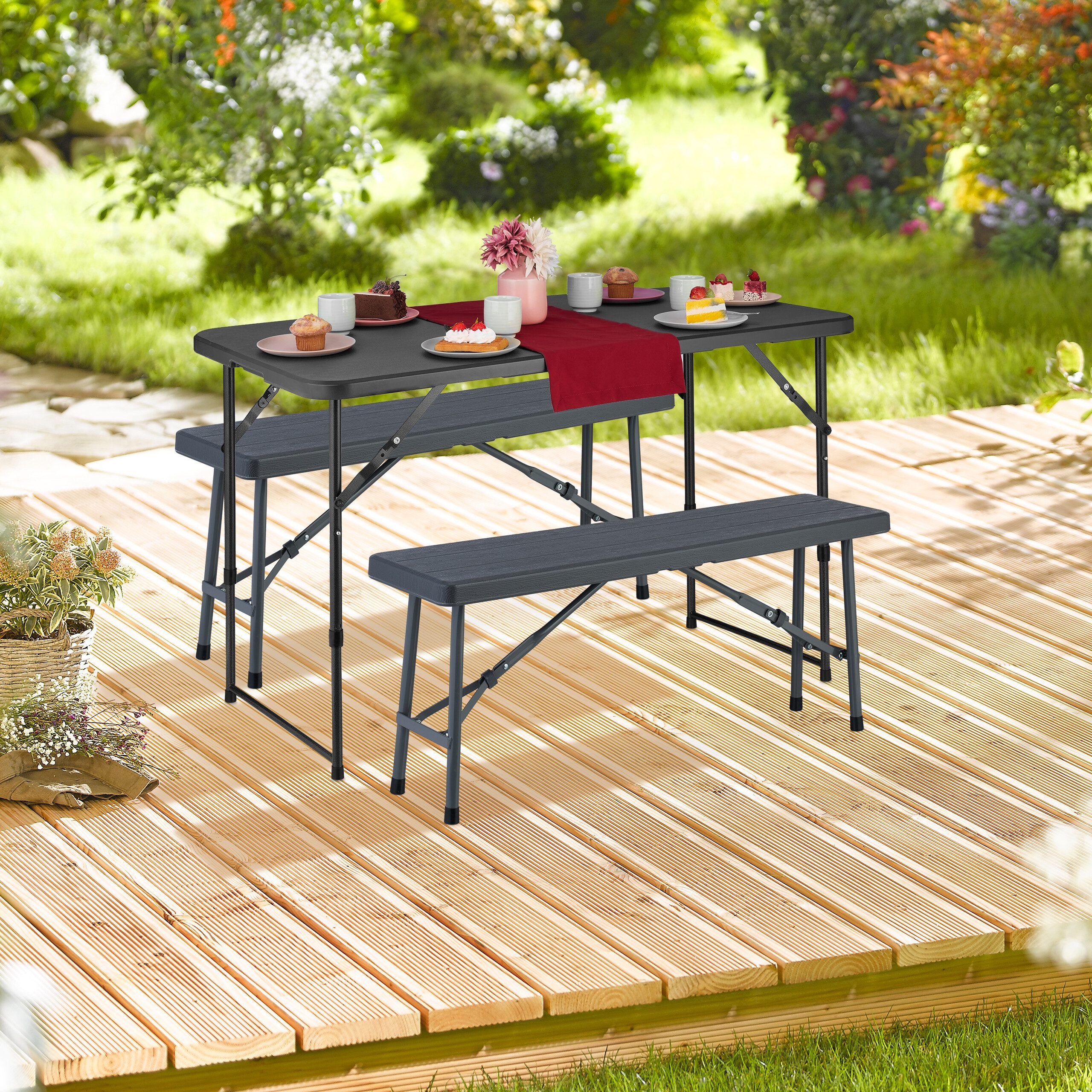 relaxdays Gartentisch Campingtisch klappbar, Grau günstig online kaufen