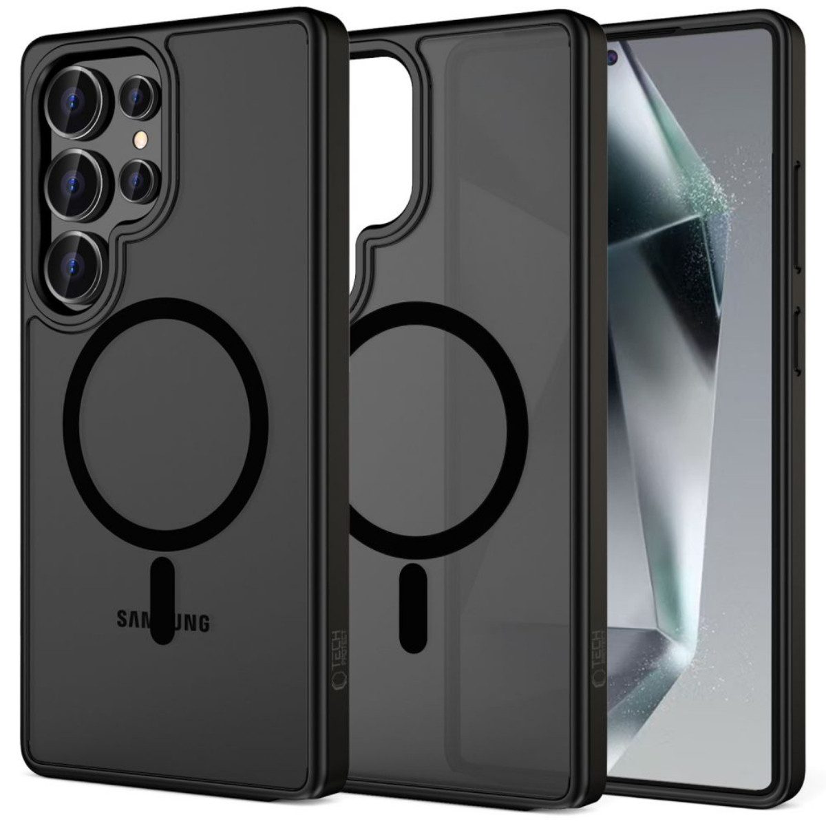 TECH PROTECT Handyhülle MagMat Kompatibel mit Samsung Galaxy S25 Ultra Schwarz Magnetfunktion 6,8, Hybridkonstruktion mit Magnetfunktion und verstärktem Kameraschutz