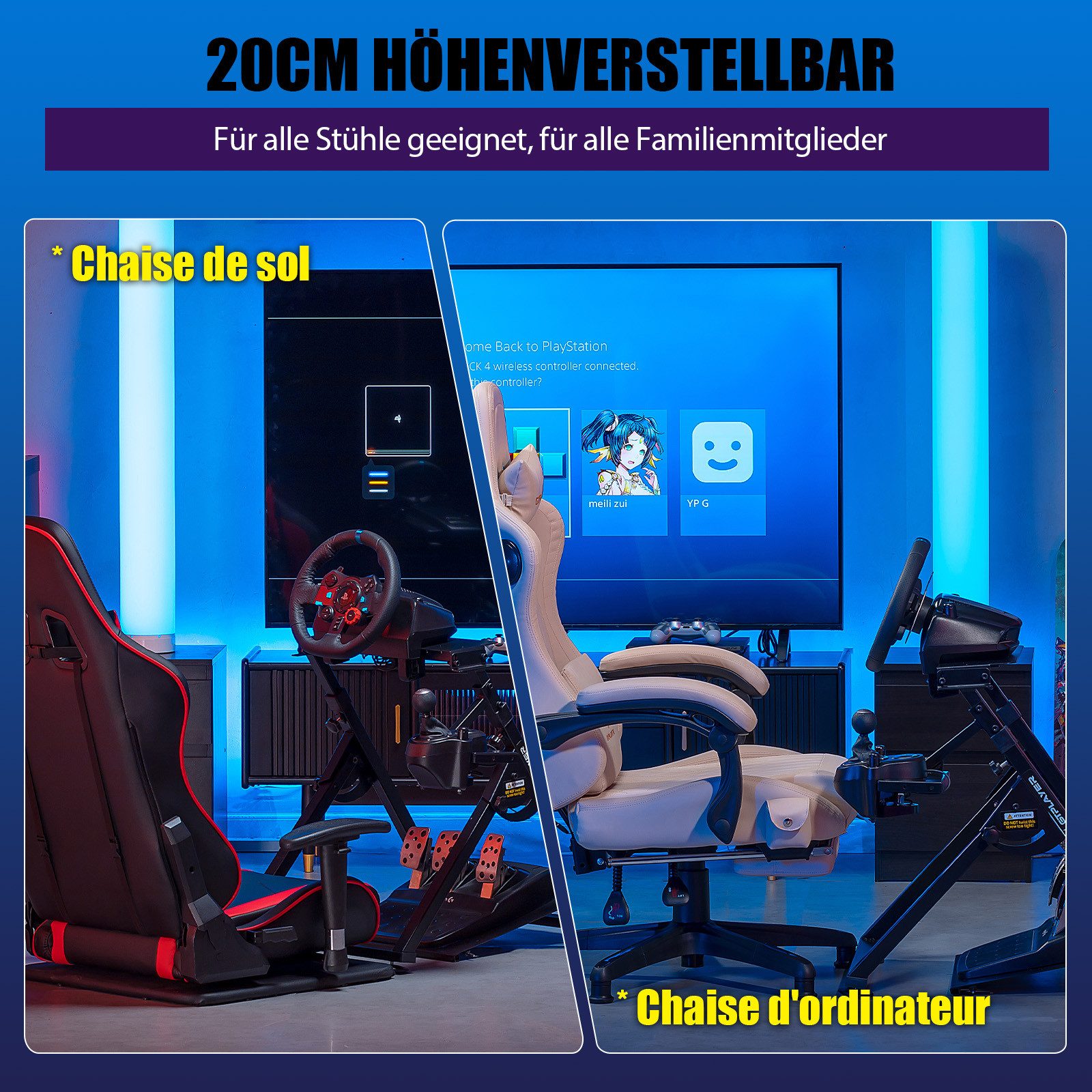 GTPLAYER Lenkradständer Lenkrad Gaming Wheel Stand für Logitech Controller (Neigungsverstellbares Gestell PS4 Xbox PC PS5) – Bild 4 von 5