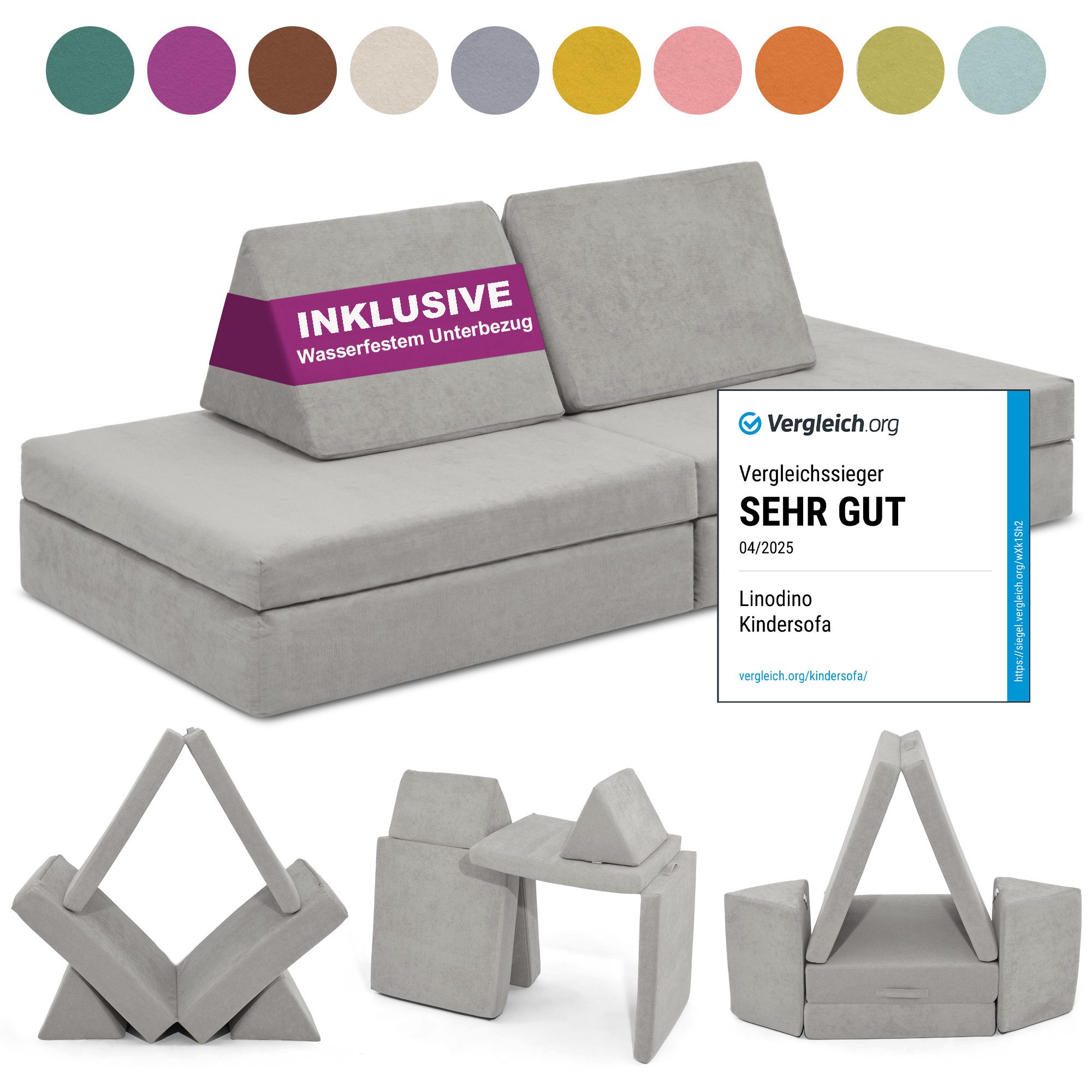 Linodino Kindersofa Spielsofa I aus Schaumstoff Bausteine I Spielcouch für günstig online kaufen