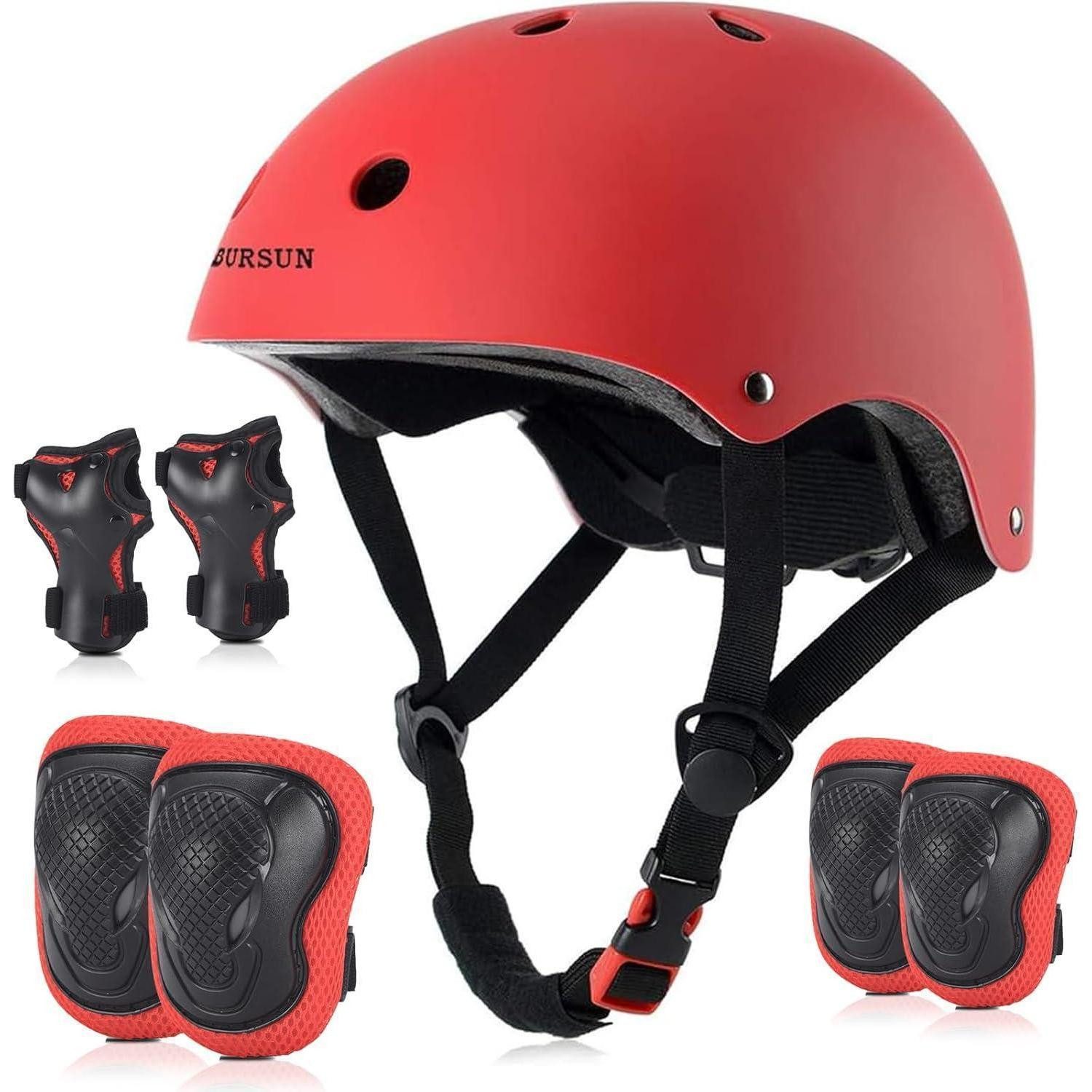 Kinderhelm Kinder Fahrradhelm Set Knieschoner Skaterhelm für Fahrrad Skateboard