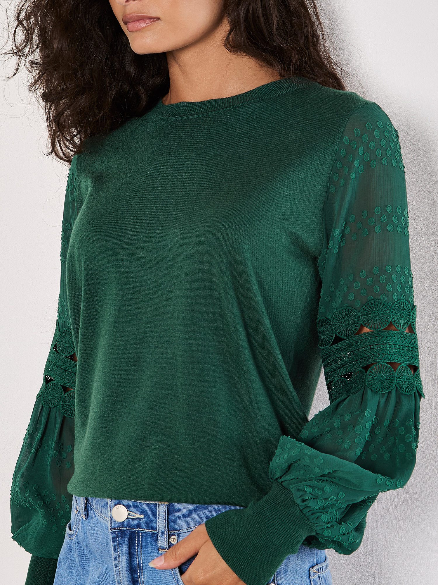 Apricot Spitzenbluse Langarmshirt, mit Spitze günstig online kaufen