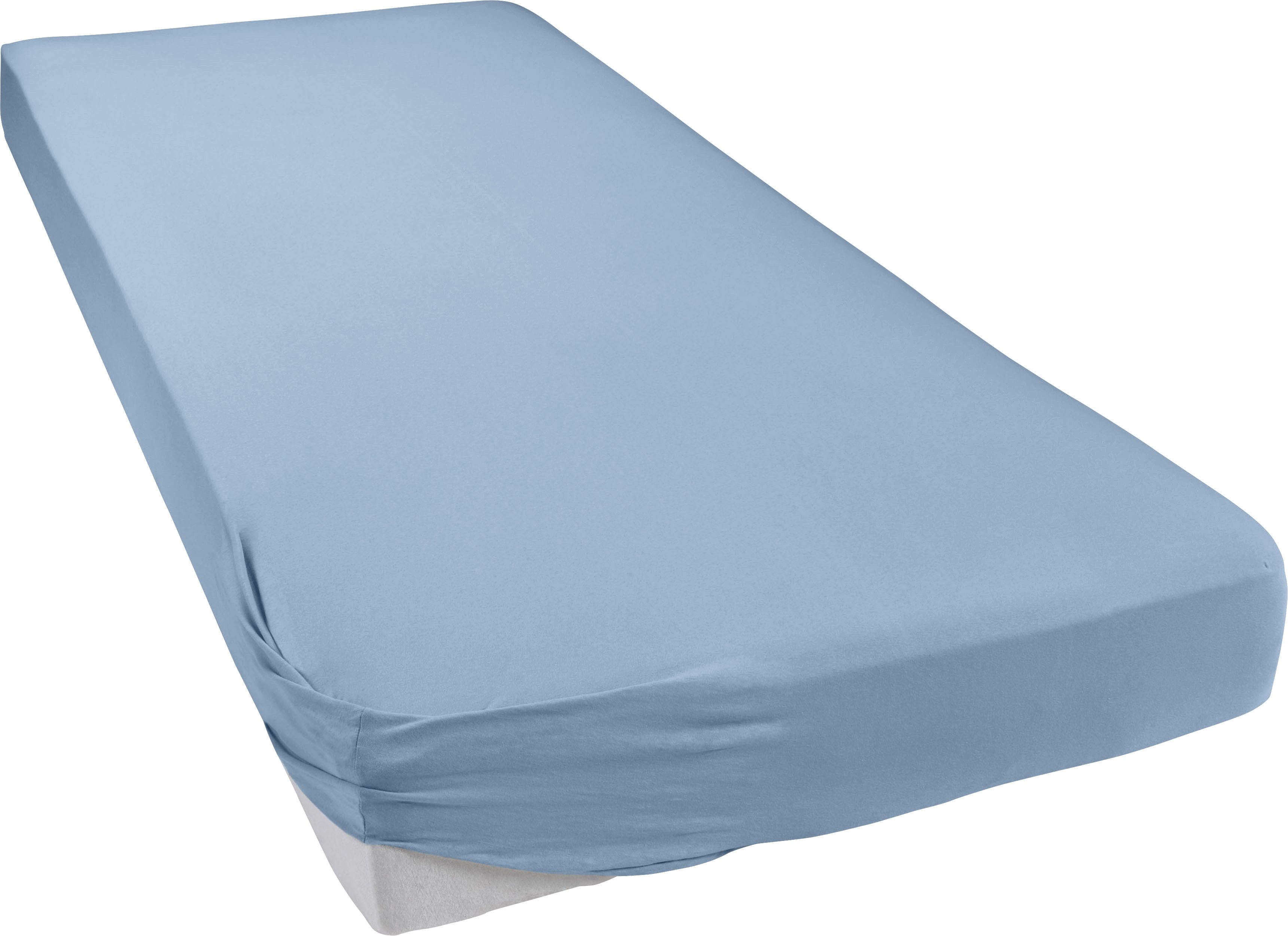 bellana Spannbettlaken bellana Aqua mit Elasthan, 160 g/m², Jersey-Elasthan, Gummizug: rundum, (1 Stück), Spannbetttuch für Matratzen bis 35cm Höhe, bügelfrei, faltenfrei