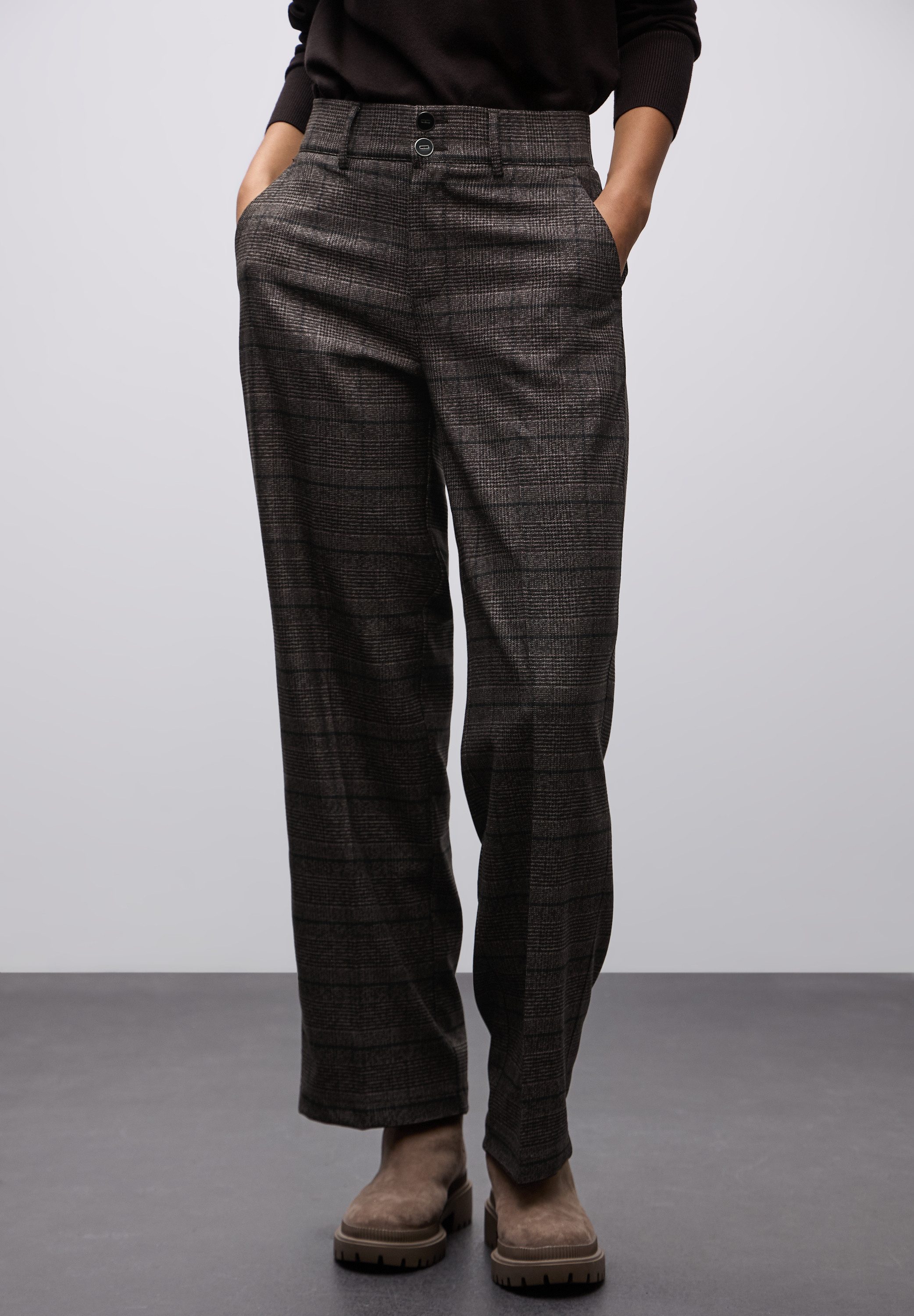 STREET ONE Stoffhose kariert, mit geradem Bein und Stretch günstig online kaufen