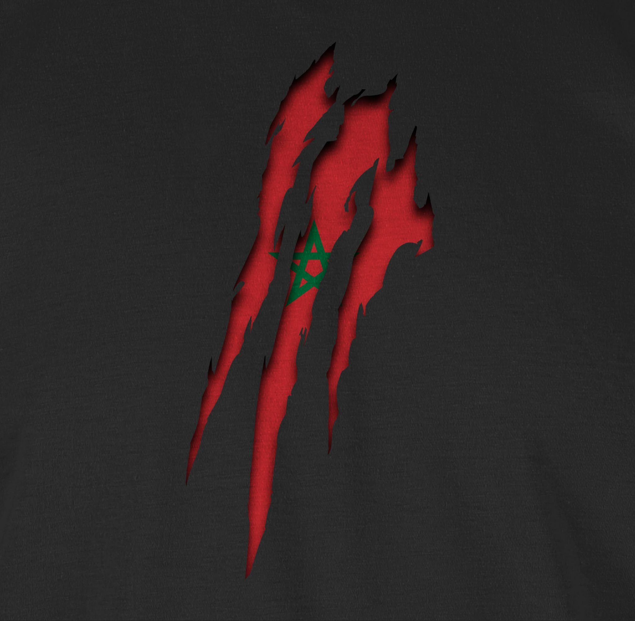 1 Fussball T-Shirt Krallenspuren 2024 Marokko Shirtracer EM Schwarz