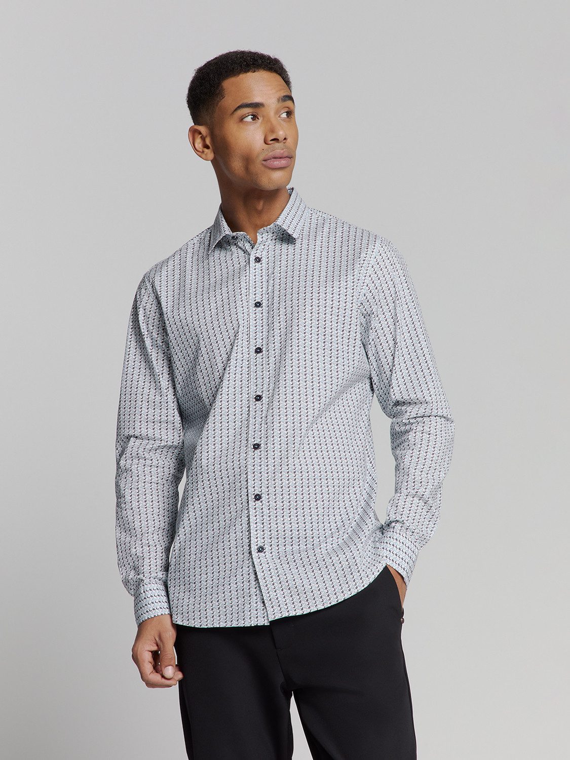 NO EXCESS Langarmhemd No Excess Bedrucktes hemd günstig online kaufen