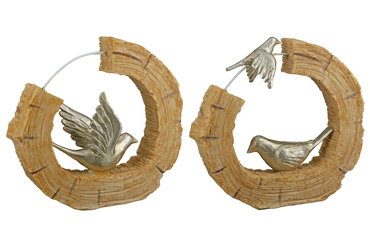 Dekoobjekt 2tlg. Skulptur Vogel silberfarben Höhe 18cm