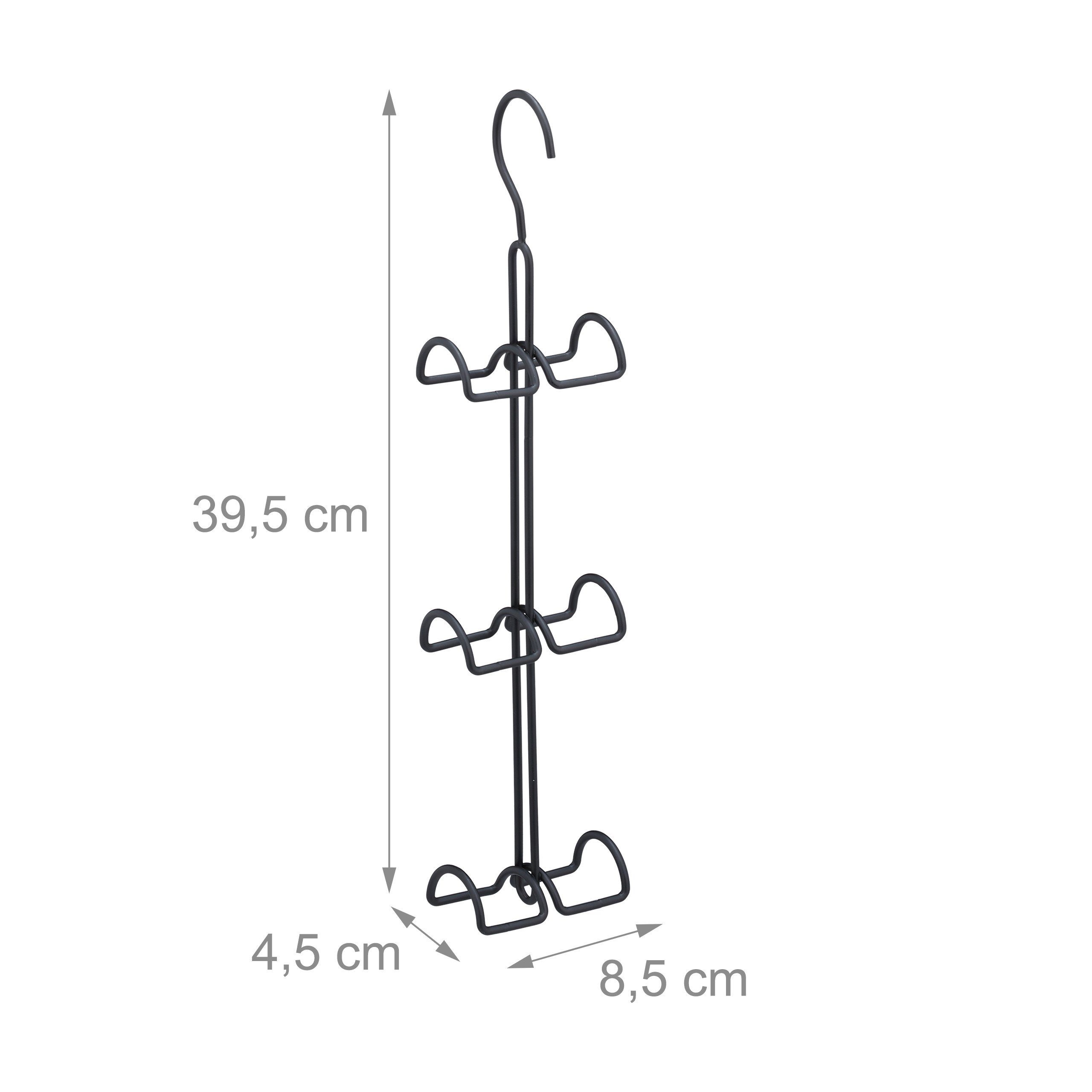 relaxdays Kleiderbügel 1x Handtaschenbügel schwarz 6 Haken