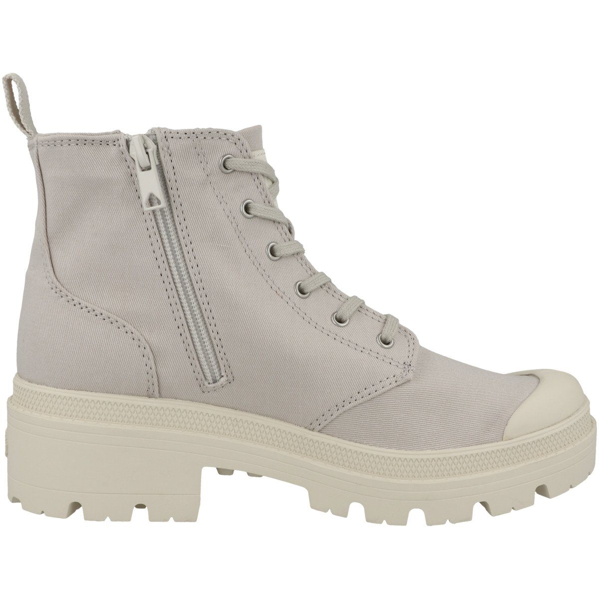 Verstärkte Palladium Fußspitze Twill Schnürboots hellgrau Pallabase Damen