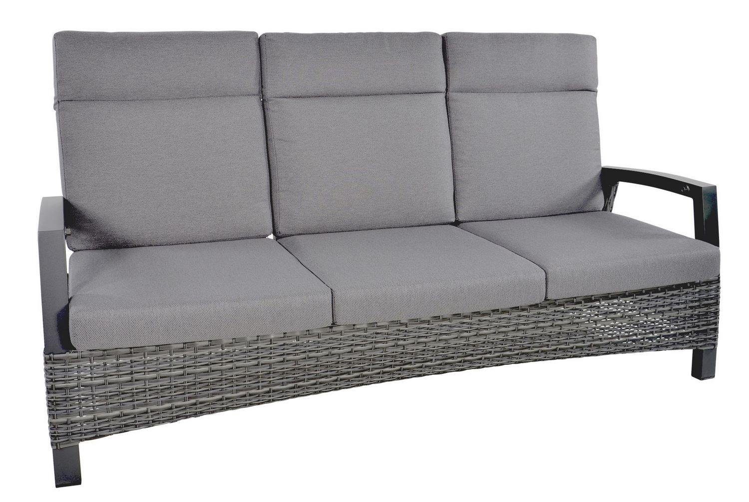 Lesli Living Gartenlounge-Bank Lesli Living 3er Loungesofa Loungebank "Prato Forte" grau-anthrazit