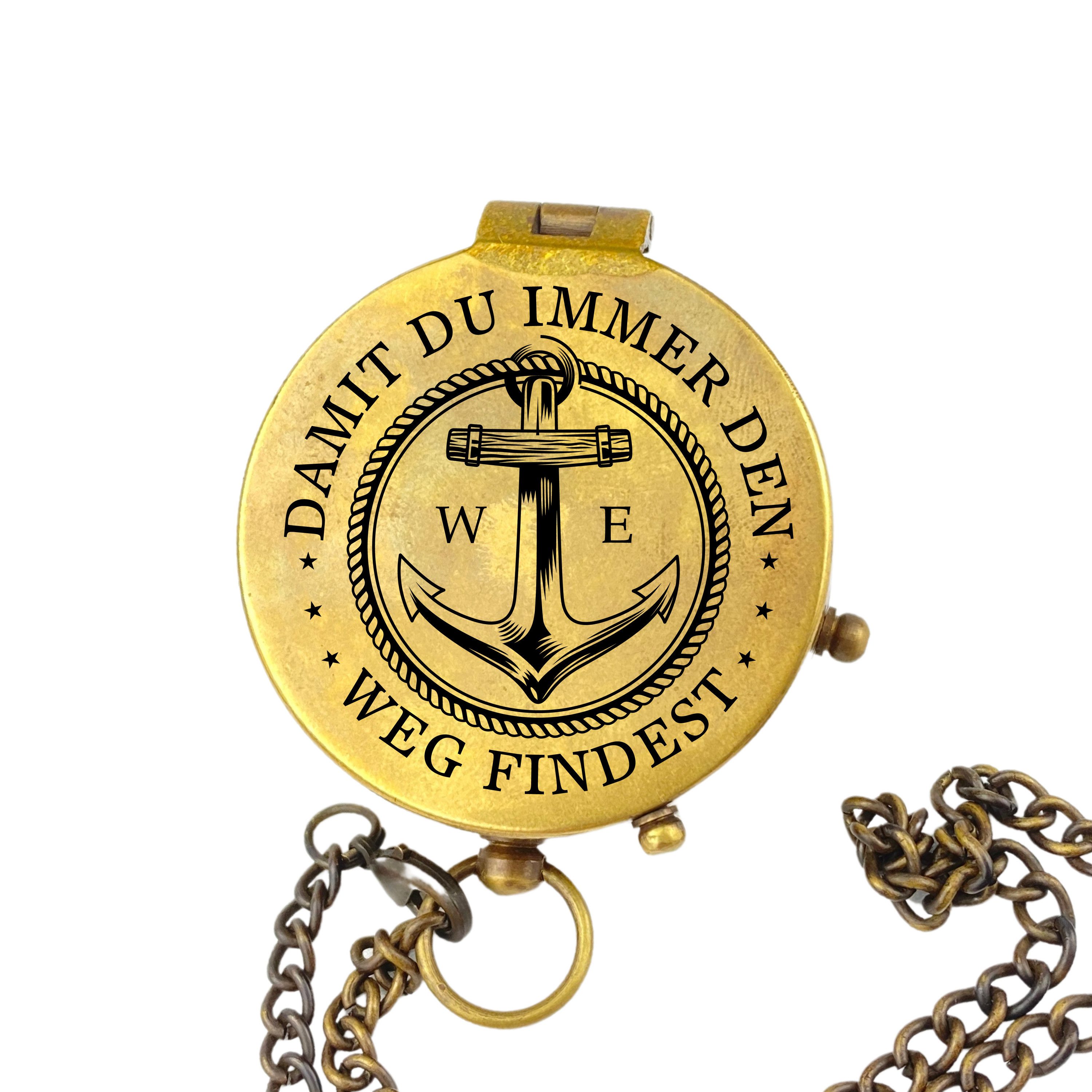 Kompass Kompass Vintage Optik mit Gravur auf dem Deckel Maritim diverse Motive