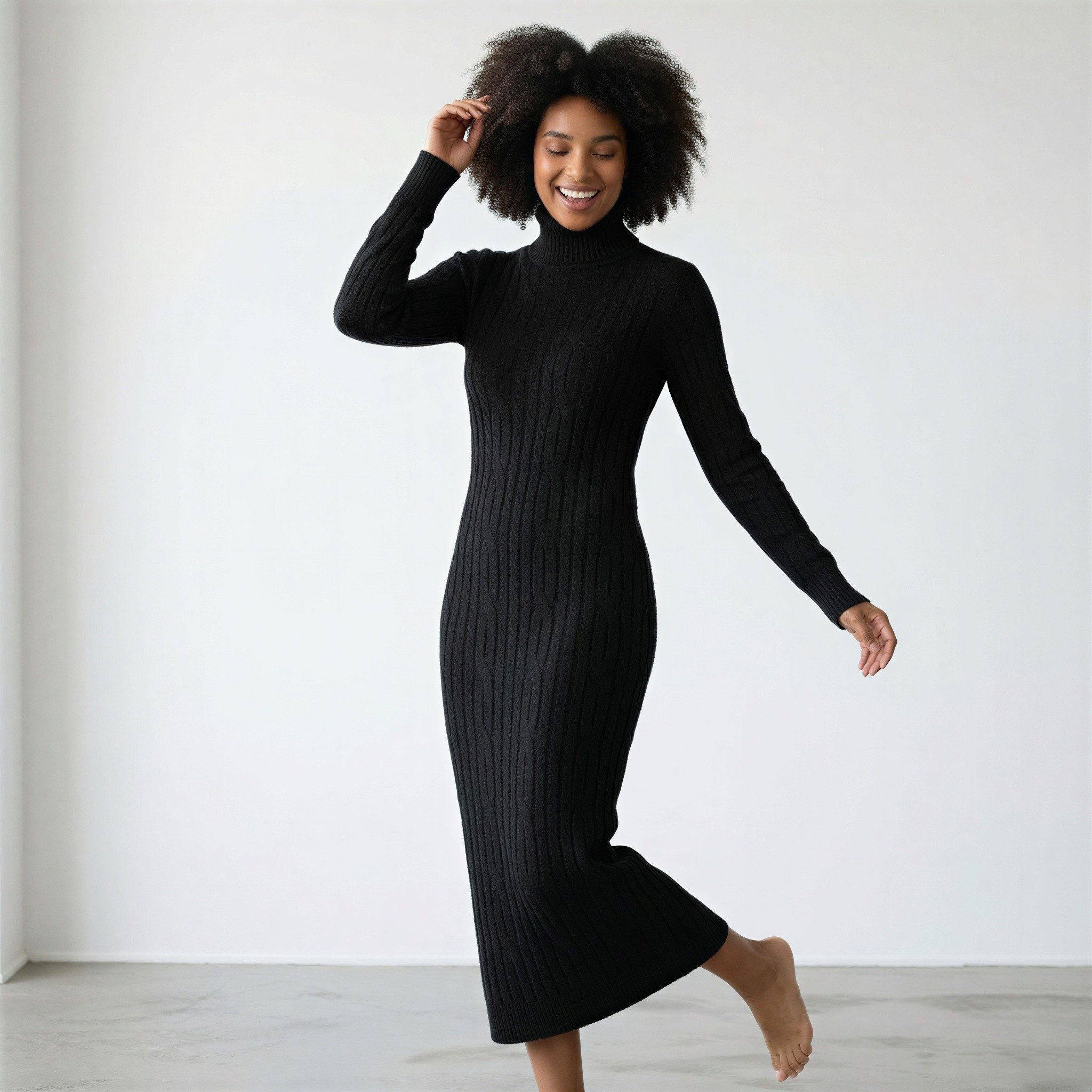 OriginalYou Strickkleid Damen Strickkleid im modischen Zopfstrick Stil Longkleid