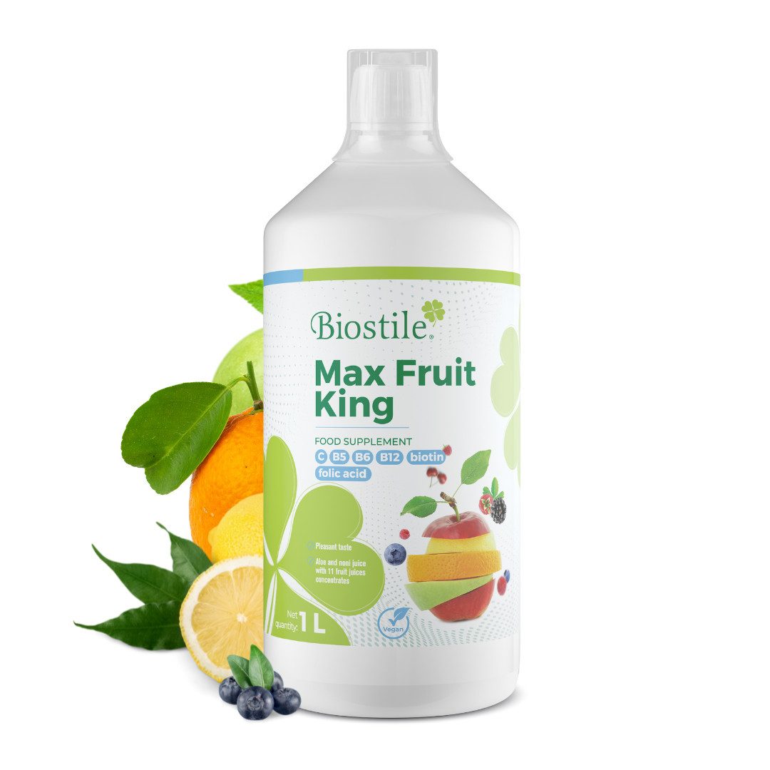 Biostile Fruchtmix mit Vitaminen für Immunsystem und Energie Natürlicher Saft, 300 g, Mit 11 Fruchtsäften, Vitamin C und B-Vitaminen, 300 ml