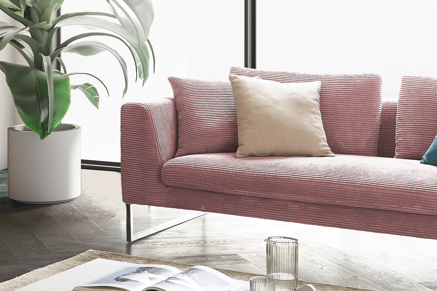 Sofa Farben Cord ARIAN, 3-Sitzer 2,5-Sitzer versch. KAWOLA od. rosa