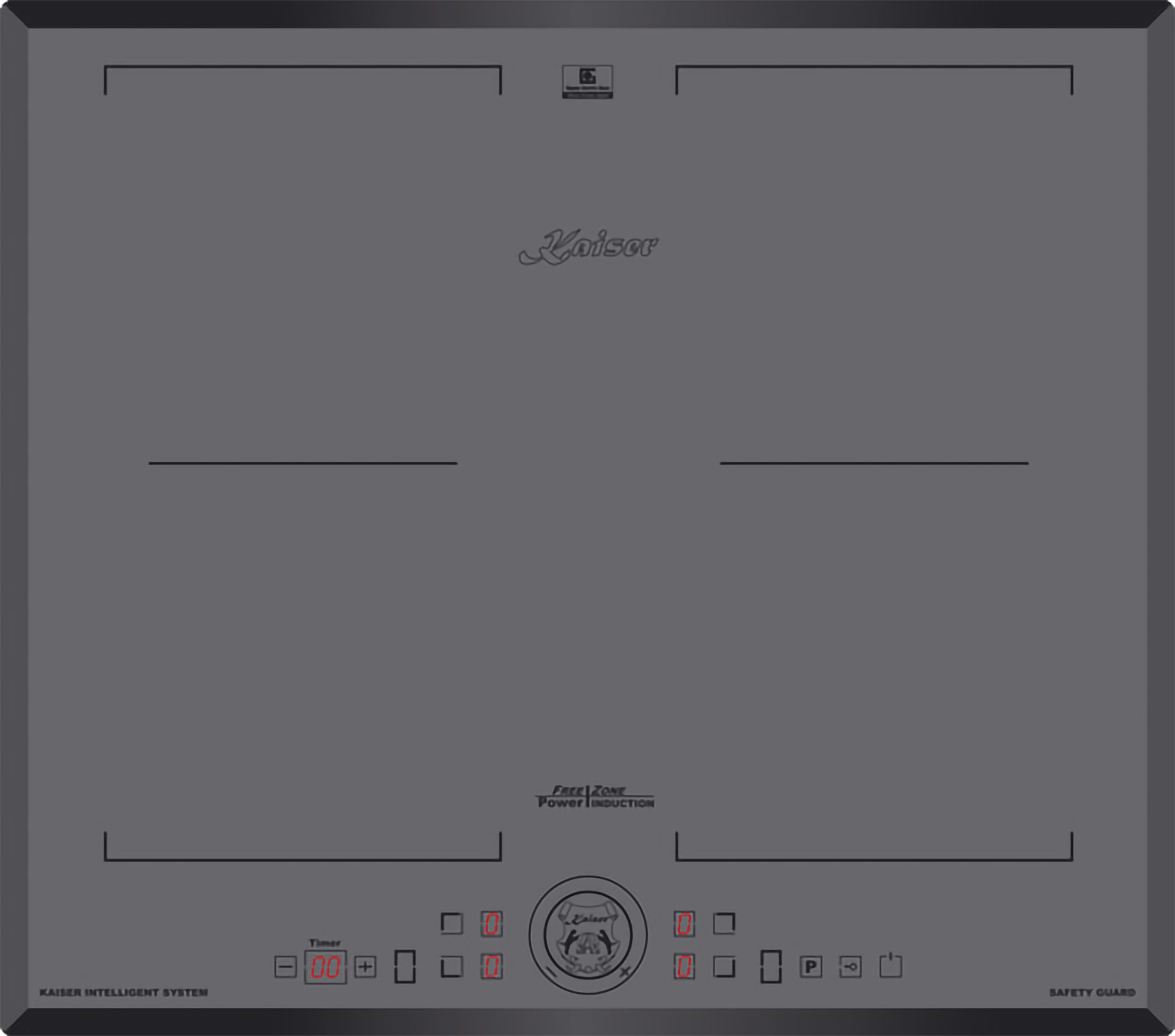 Kaiser Küchengeräte Induktions-Kochfeld Induktion Glaskeramik-Kochfeld mit freien Heizelementen, 60 cm, 4 Induktions-Kochzonen mit Power-Funktion (Booster) davon 2 FlexInduktions-Zonen KCT 6730 FIG