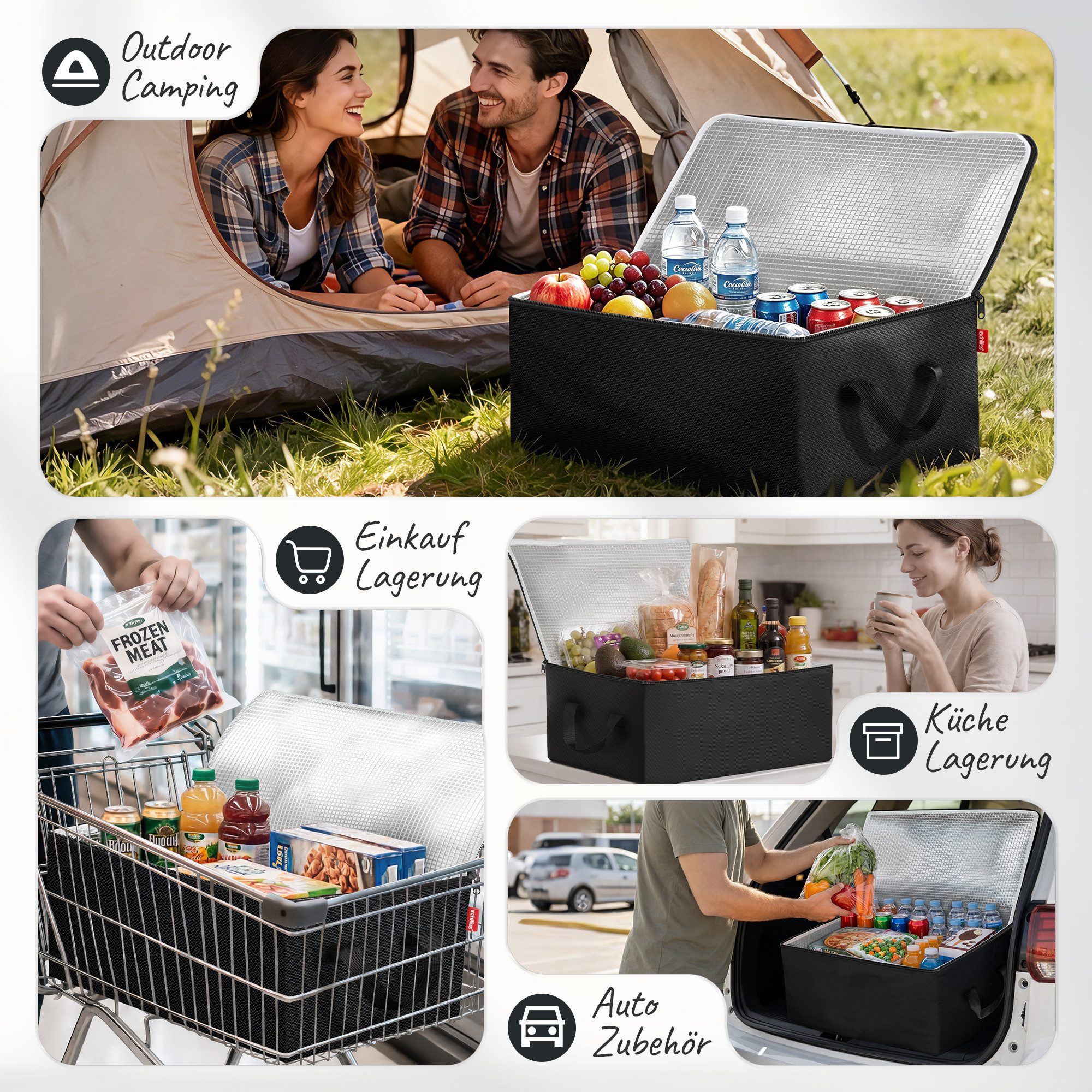 achilles Einkaufsbeutel Kühleinsatz Große Kühl-Tasche Kühl-Einsatz Thermo-Tasche für Klapp-Box – Bild 5 von 5