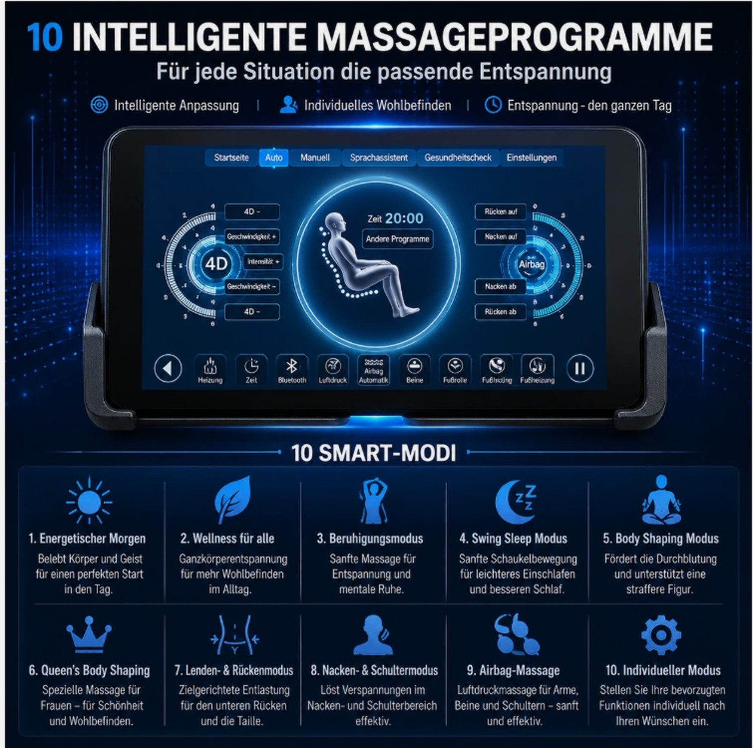 YIJIE Massagesessel Yijie L36 4D Massagesessel Zero Gravity Shiatsu Wärme USB Vollkörper