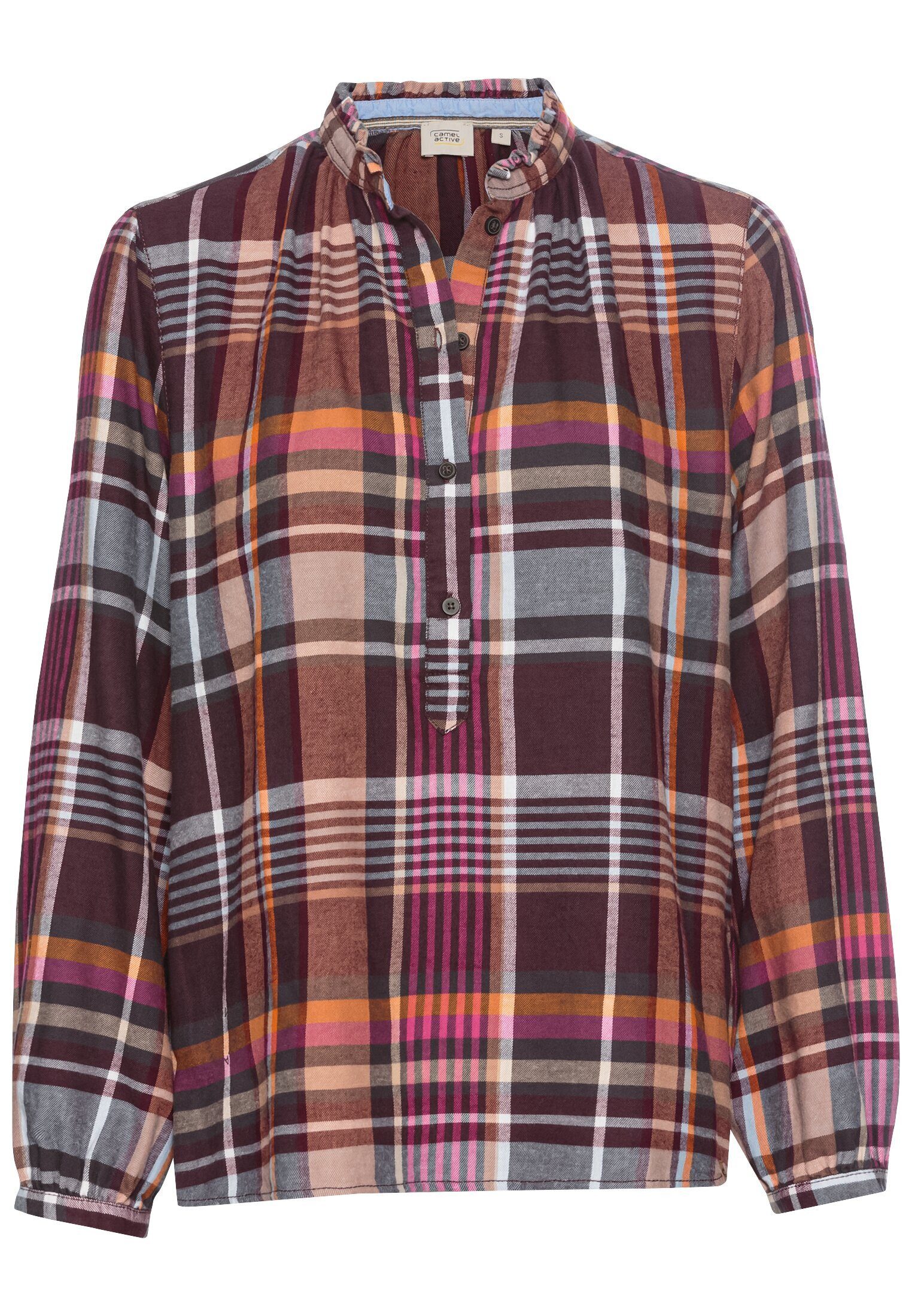 camel active Langarmbluse Karobluse mit Stehkragen günstig online kaufen