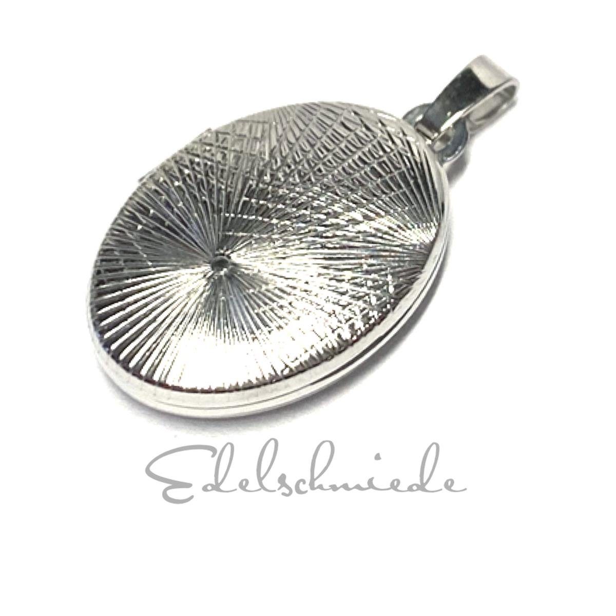 925 Foto Silber Medaillon rhodiniert 2 Bild Charm Medaillon diamantiert oval Anhänger