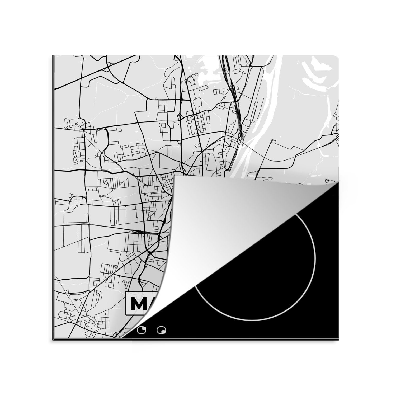 MuchoWow Herdblende-/Abdeckplatte Deutschland - Stadtplan - Magdeburg - Karte, Vinyl, (1 tlg), 78x78 cm, Ceranfeldabdeckung, Arbeitsplatte für küche