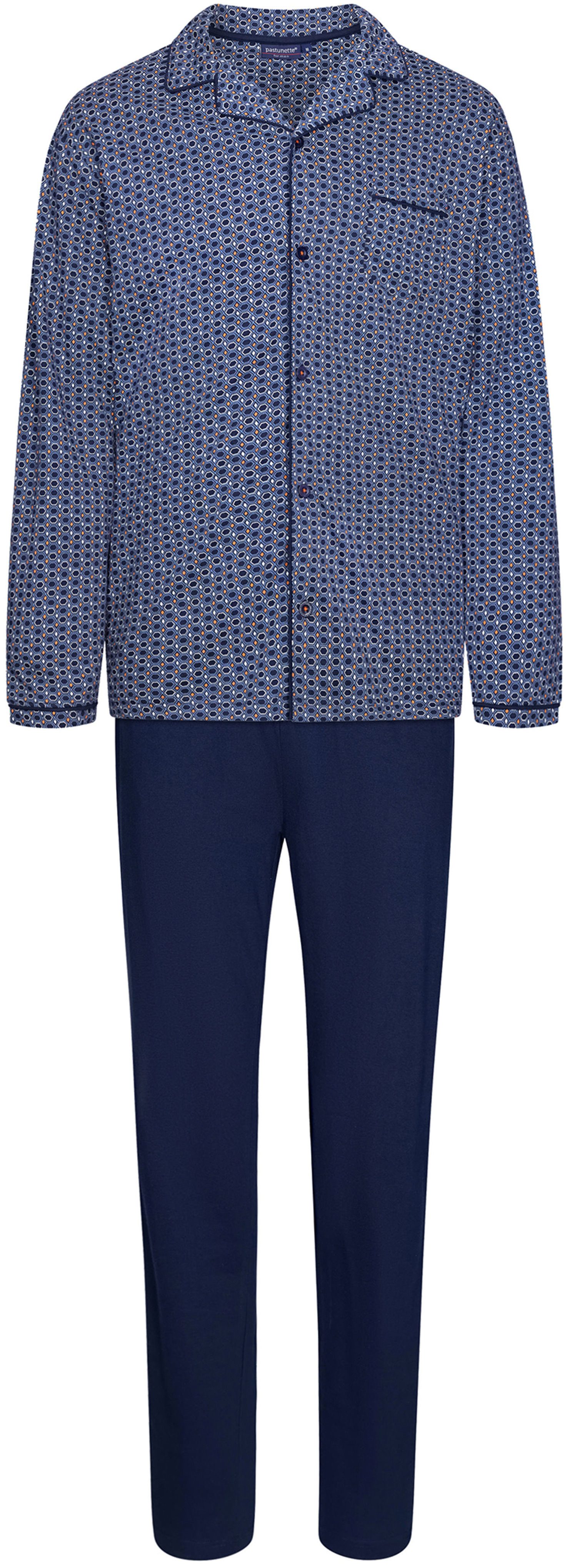 Pastunette Schlafanzug Herren Pyjama lang geknöpft (2 tlg) Baumwolle günstig online kaufen