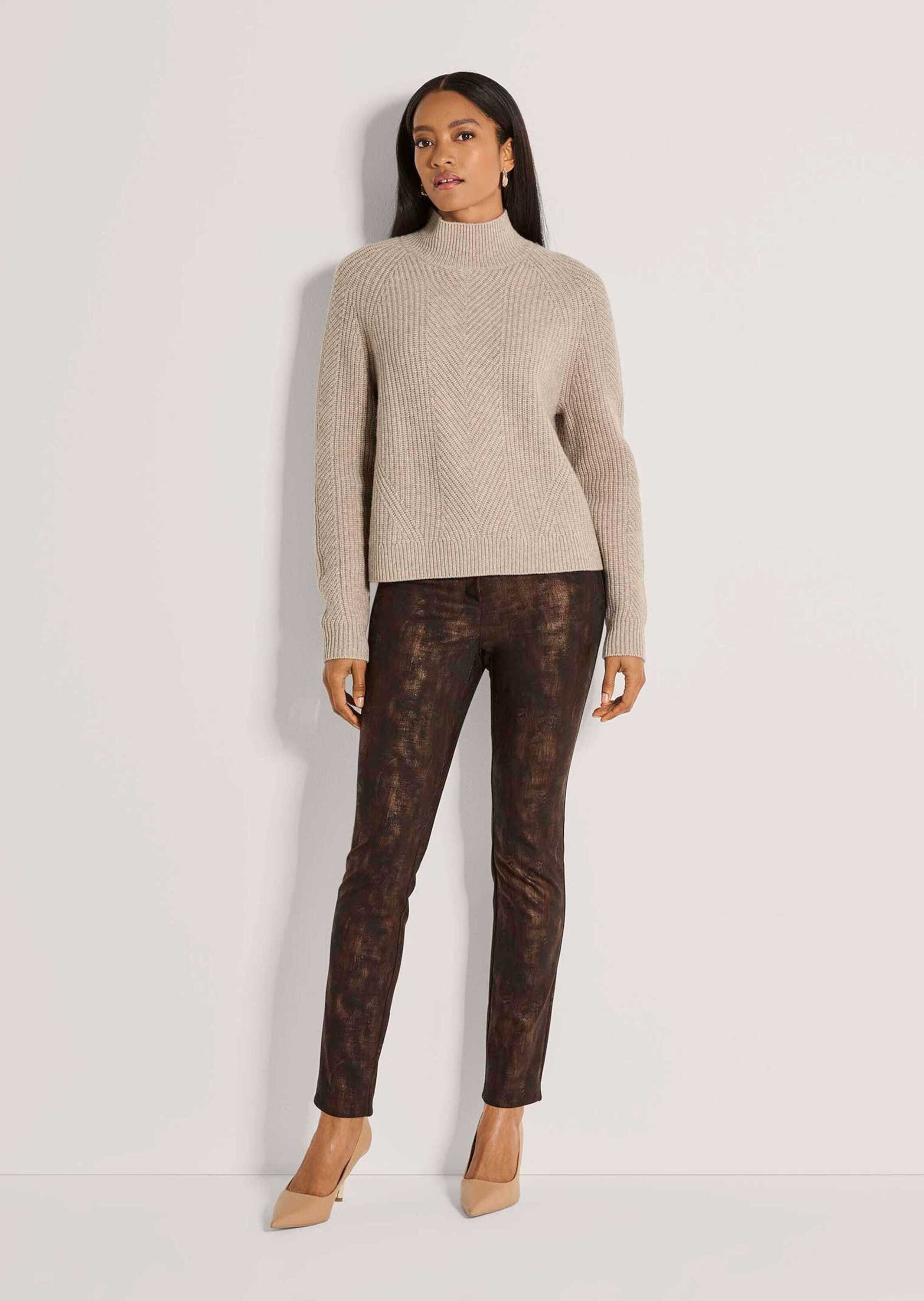 MADELEINE Strickpullover Weicher Pullover mit Stehkragen Feiner Patent-Strick & Raglanärmel