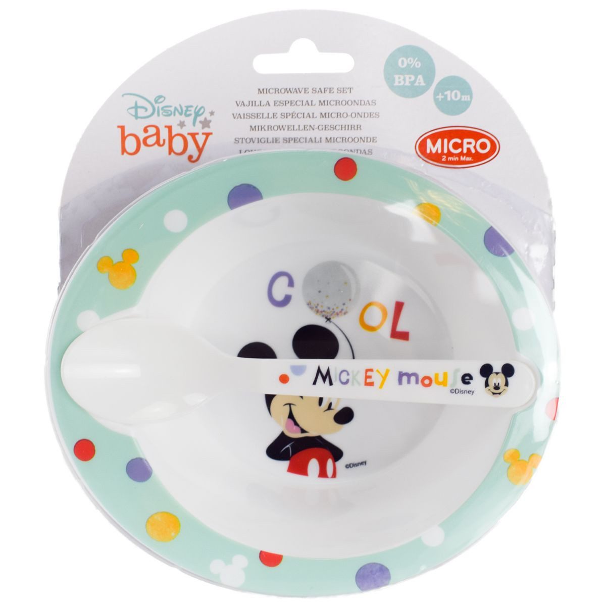 Stor Kindergeschirr-Set Disney Baby Mikrowellengeschirr Set mit Mickey / Minnie Motiv (2-tlg), 1 Personen, BPA-freies, lebensmittelechtes Material, für Mikrowellen geeignet