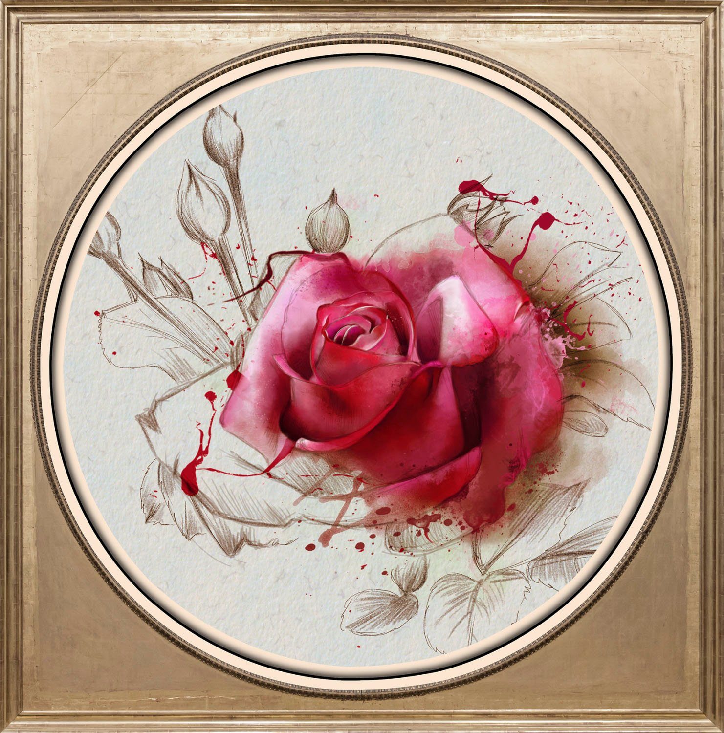 queence Acrylglasbild Rose, Blumen, Blumenbilder, Gemälde, Kunst, Pflanzen, Pflanzenbilder, Fine Art-Print in Galeriequalität