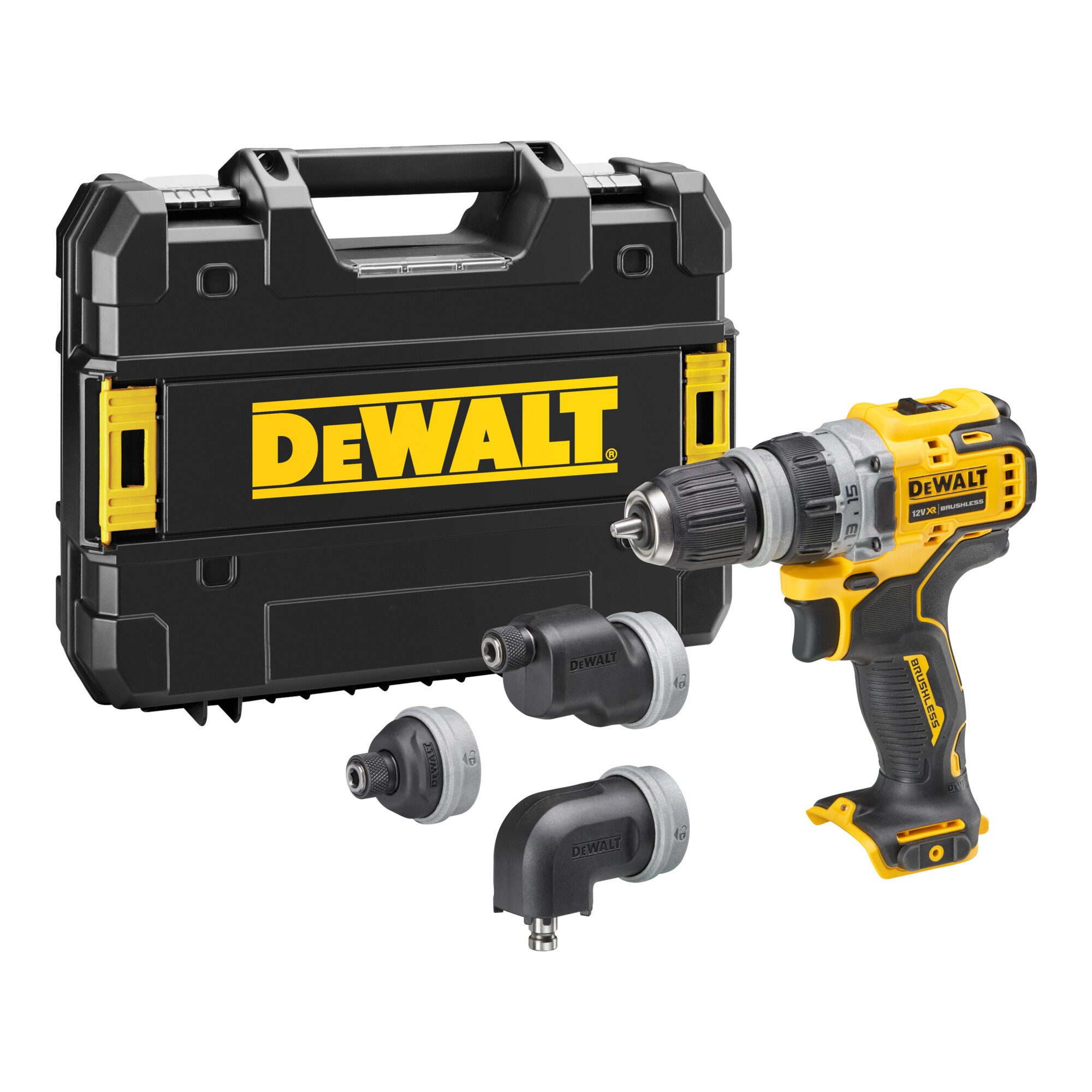 DeWalt Bohrschrauber DEWALT 12 Volt Akku-Bohrschrauber mit 4 werkzeuglos wechselbaren