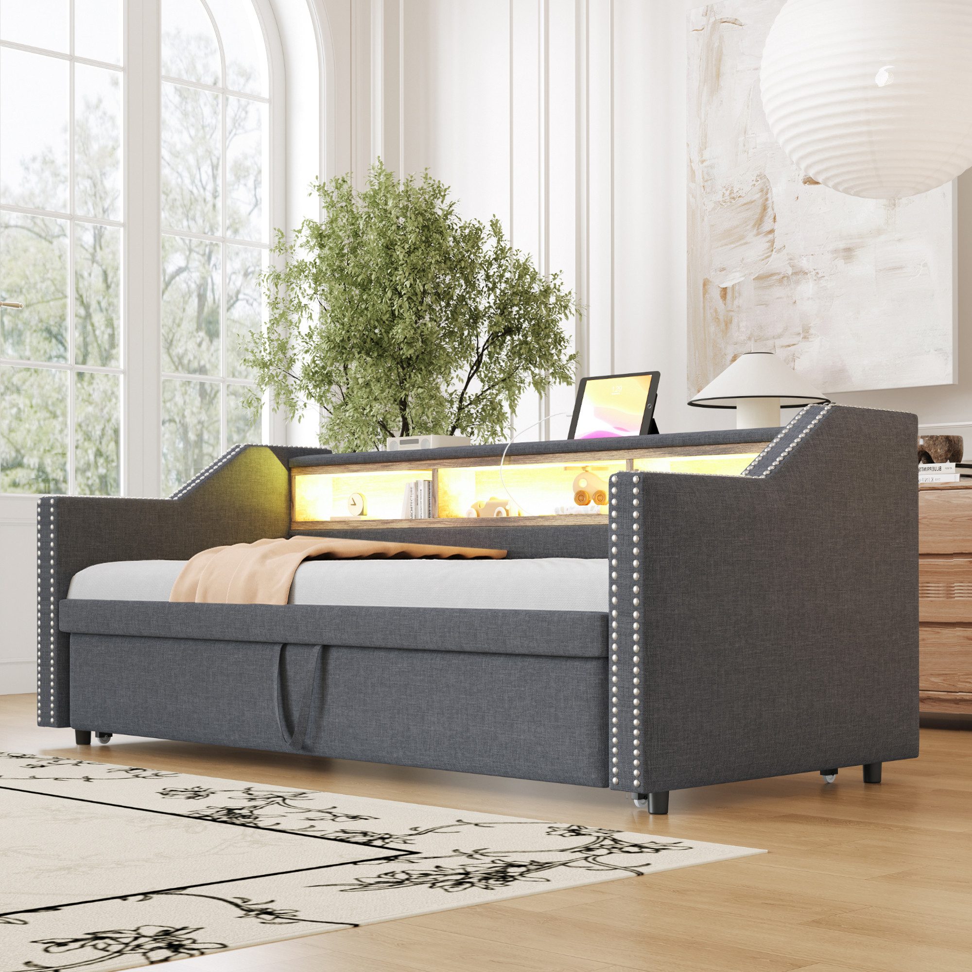 Flieks Daybett, Ausziehbares Polsterbett 90/180x190cm mit günstig online kaufen