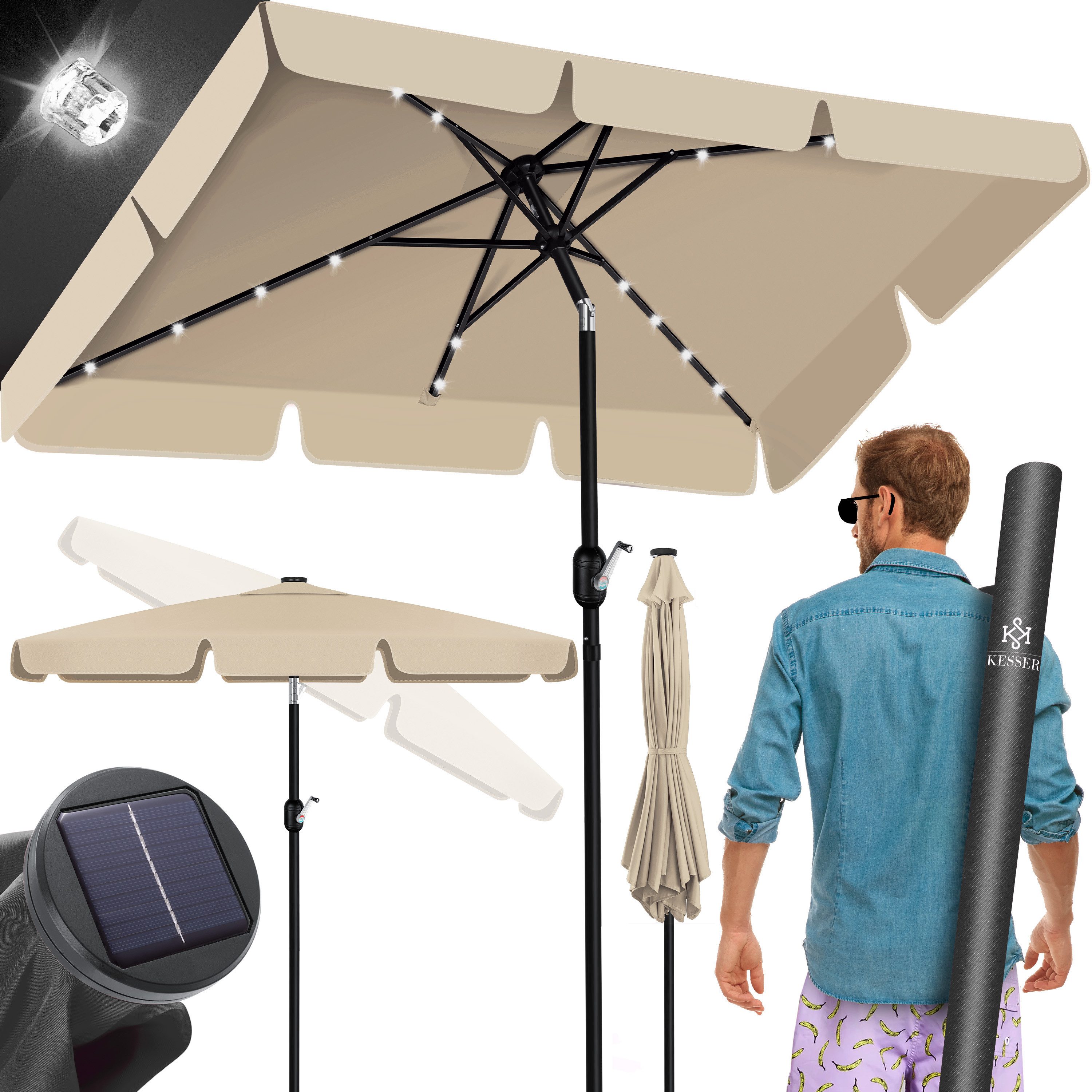 KESSER Sonnenschirm, Sonnenschirm Balkonschirm LED Solar günstig online kaufen