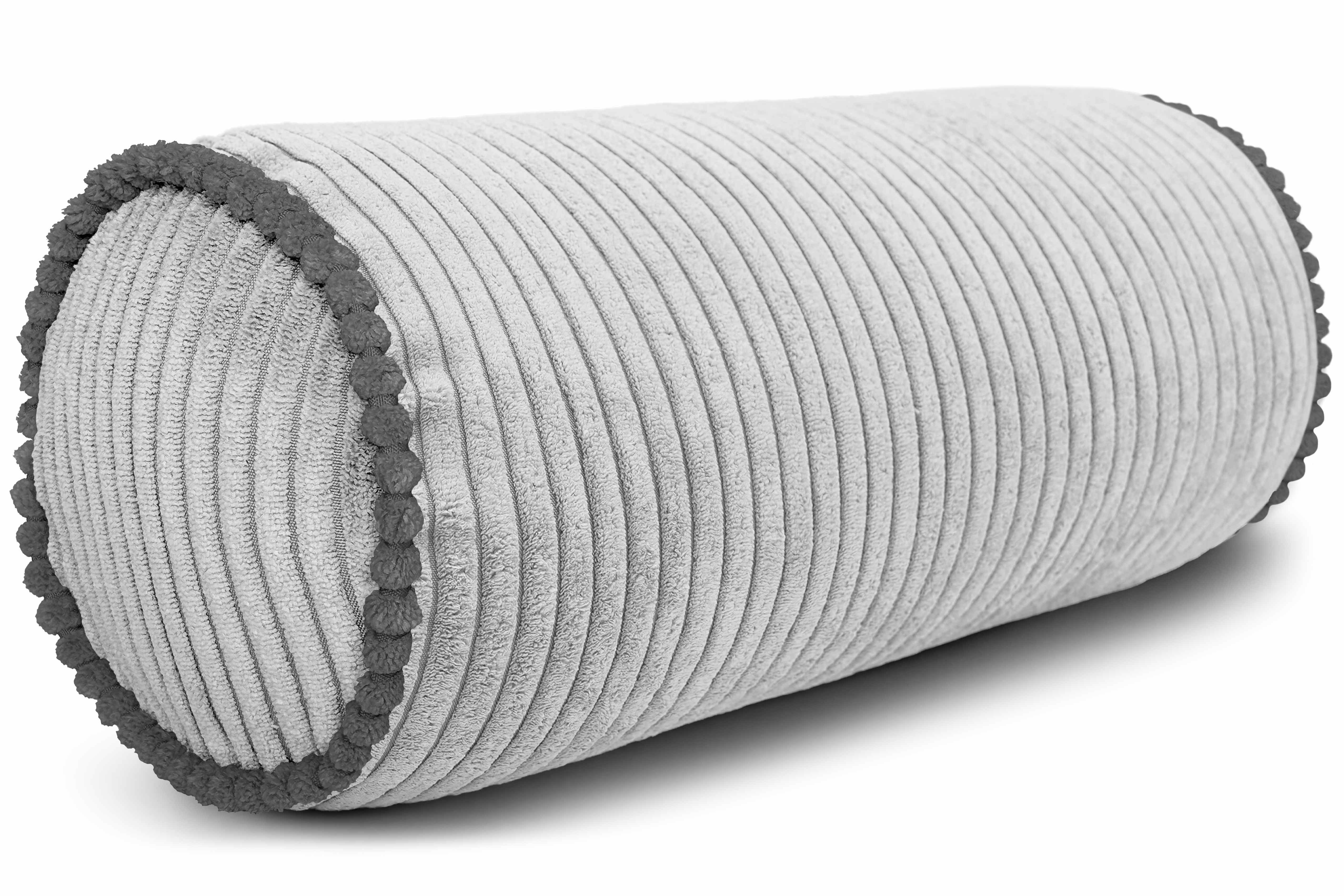 Amilian Nackenkissen Nackenrolle 15x40 cm Bettrolle Cord-Optik, Nackenrolle mit Bezug, 1-tlg., Nackenrolle inklusive Füllung und abnehmbarem Bezug, mit kontrastfarbener Paspel und abnehmbarem Bezug