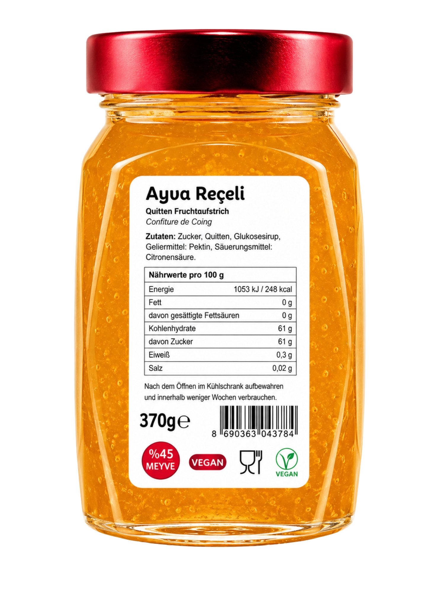 SERA FOOD Saucen Quitten-Konfitüre Extra 370 g – fruchtiger Brotaufstrich, 1 x 370 g, 1 St., 45 % Fruchtanteil, Premium Qualität – Bild 2 von 4