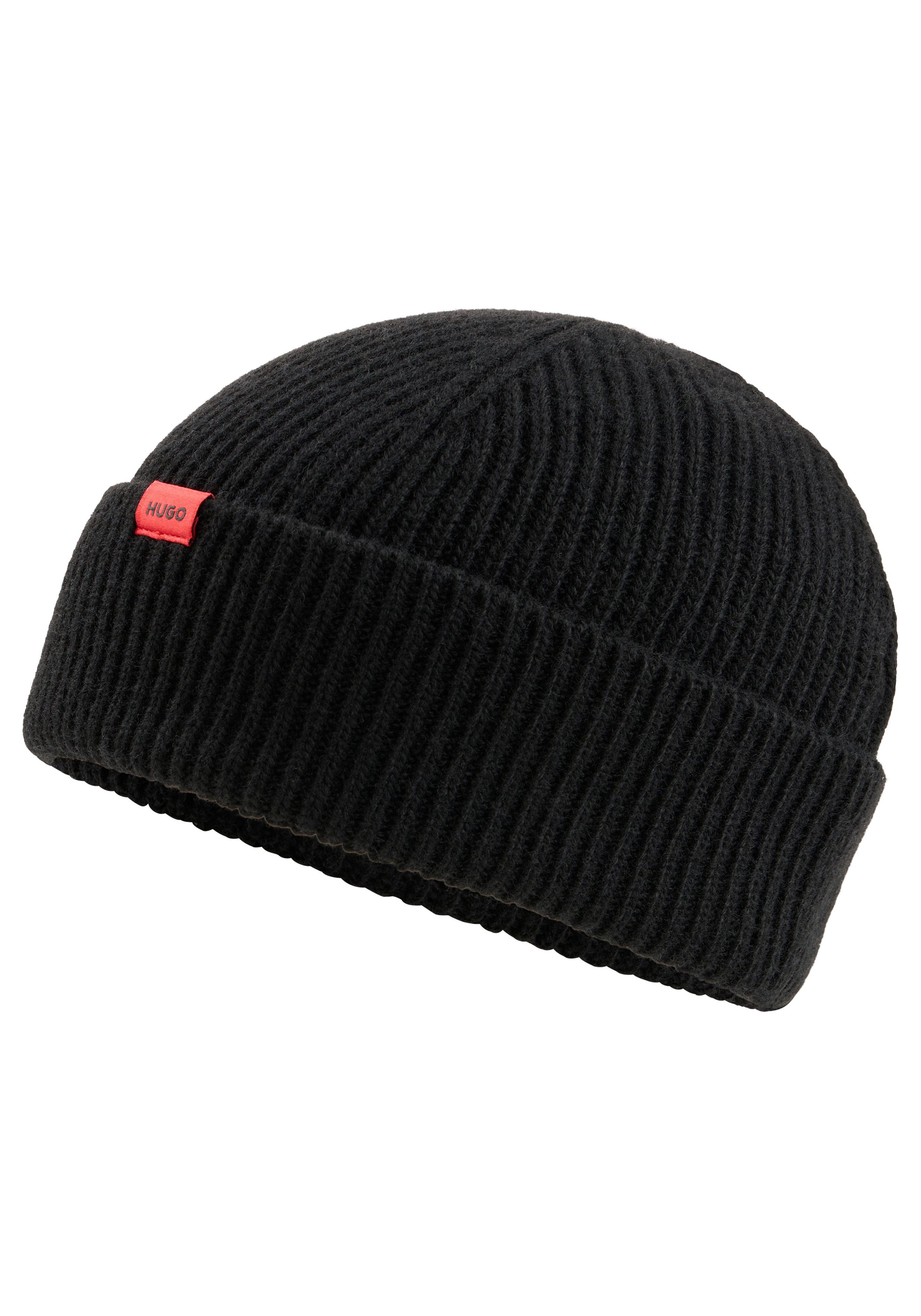 HUGO Strickmütze Xisk mit Wolle, unisex