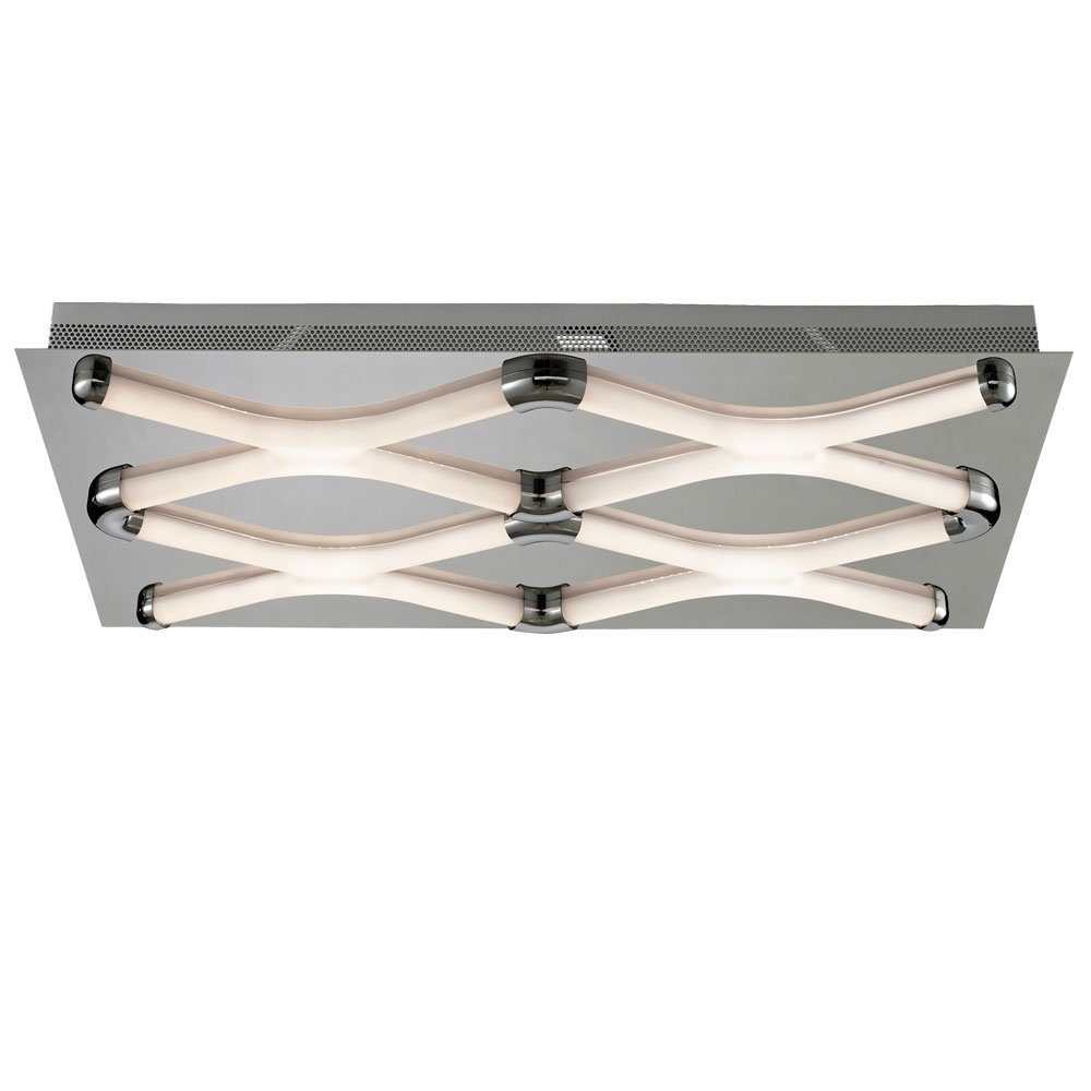 Esto LED Deckenleuchte, LED-Leuchtmittel fest verbaut, Warmweiß, Deckenleuchte Deckenlampe Wohnzimmerlampe Chrom satiniert LED