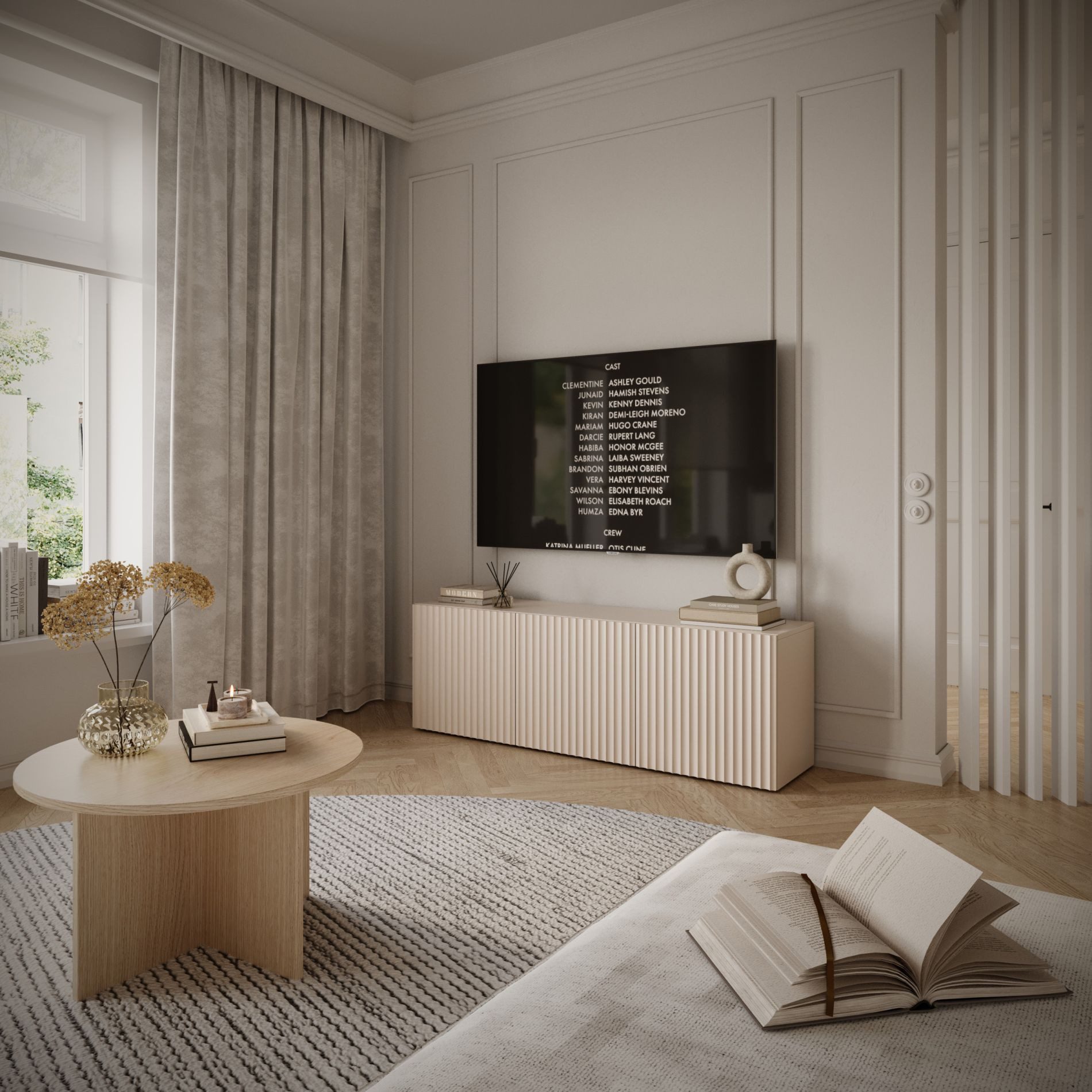 Selsey TV-Schrank SUNDS TV-Lowboard 3-türig mit Lamellenfront, 150 cm günstig online kaufen