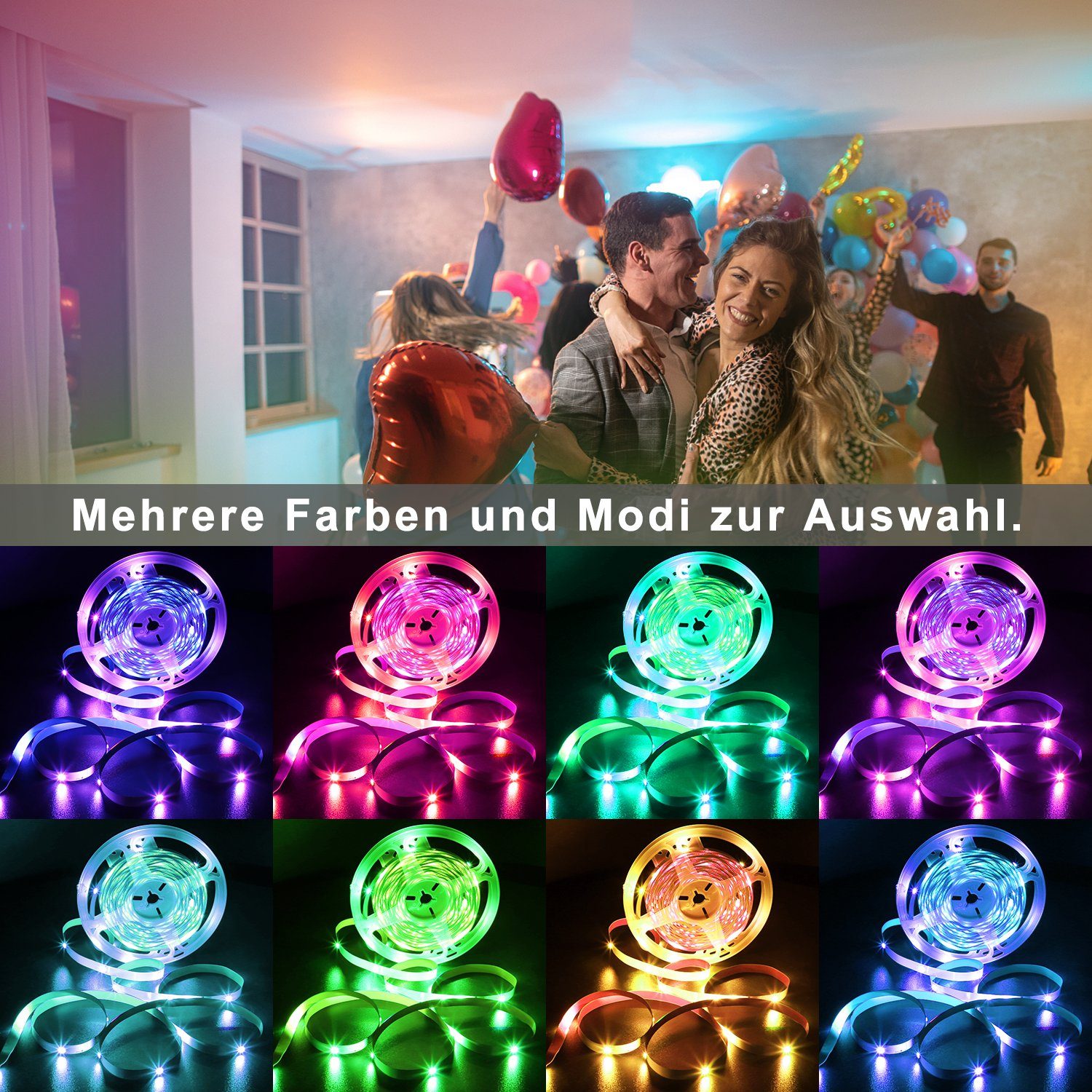 App, und Fernbedienung 10m Timer-Funktion Stripe Bänder RGB Dimmbarmit LED Nettlife Musikfunktion, Selbstklebend