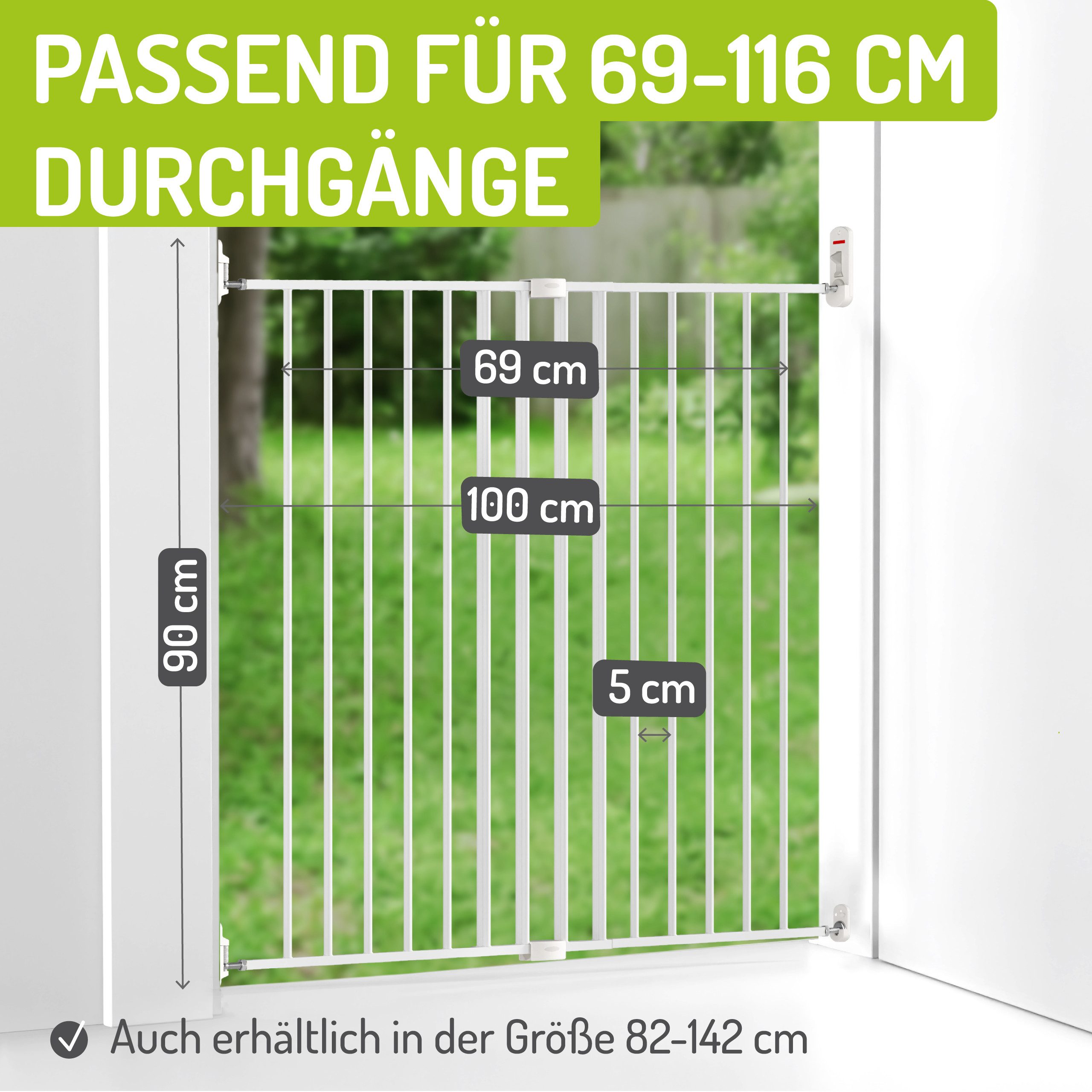 BOMI Treppenschutzgitter Türschutzgitter für Haus & Garten Maja 69-142 cm, günstig online kaufen