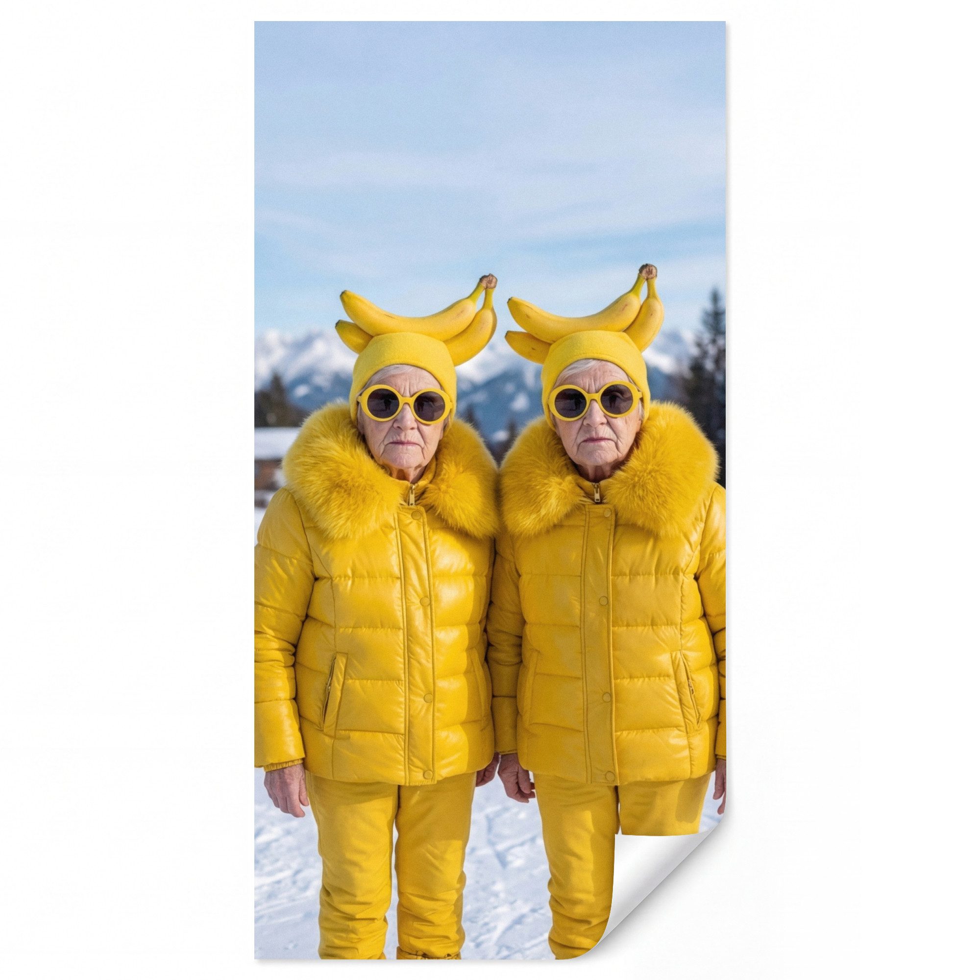 OnlyWow Fototapete Frauen - Bananen - Gelb, Matt, bedruckt, Wandtapete, Schlafzimmer, Wanddekoration 100x220cm
