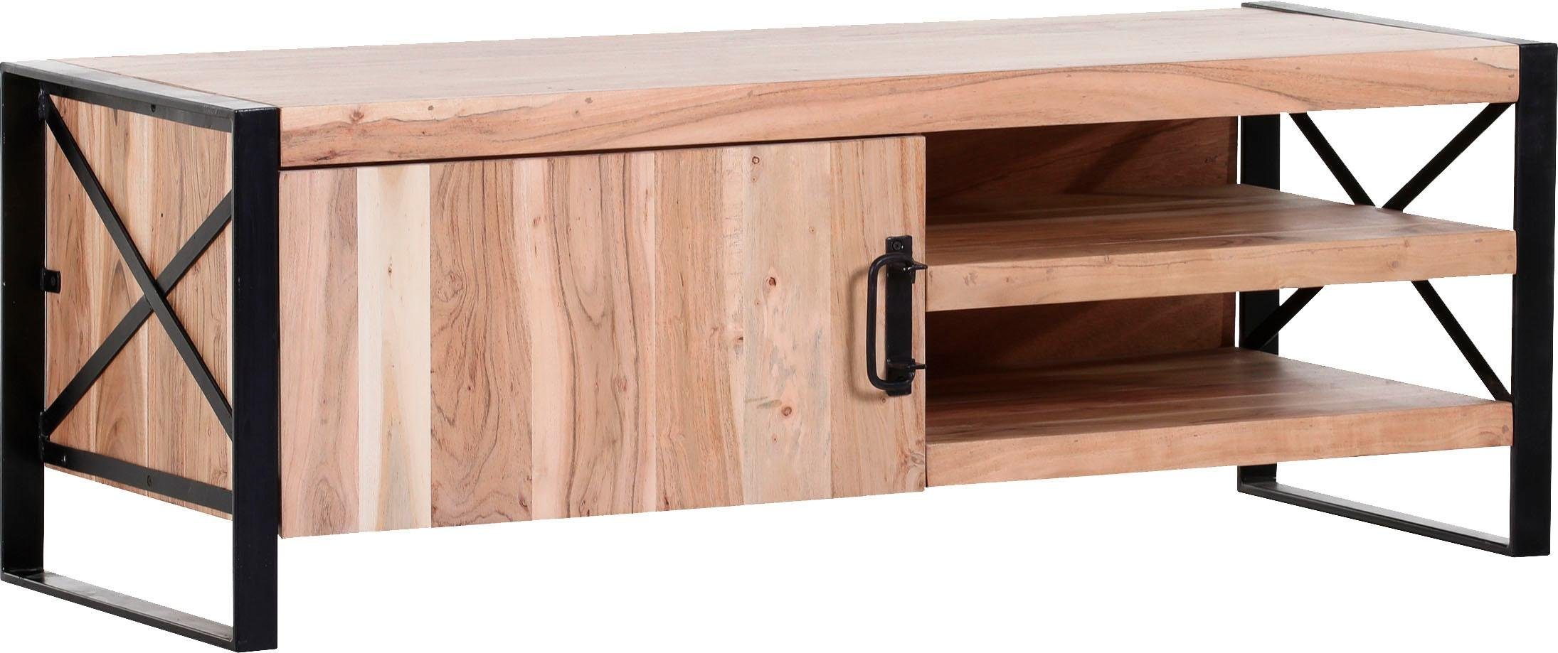 Gutmann Factory Lowboard Downtown, Kommode aus massivem Akazienholz, Breite 130 cm