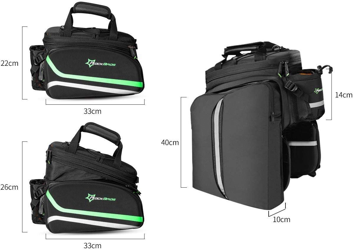 ROCKBROS Gepäckträgertasche wasserdichte Fahrradtasche für Gepäckträger, mit Regenschutz 17-35L