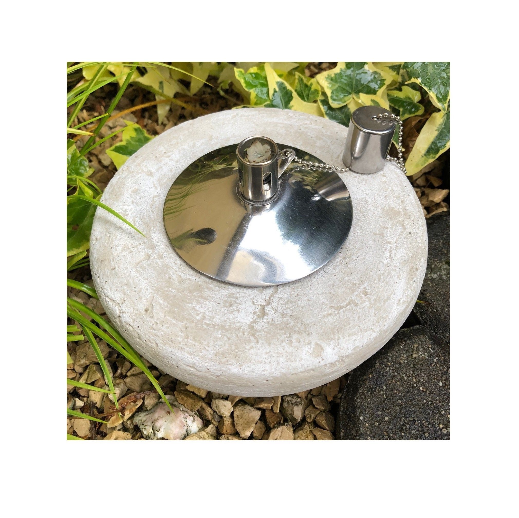 Radami Gartenfackel Gartenfackel Ölfackel Öllampe Garten Fackel Tischlampe Steinguss mit