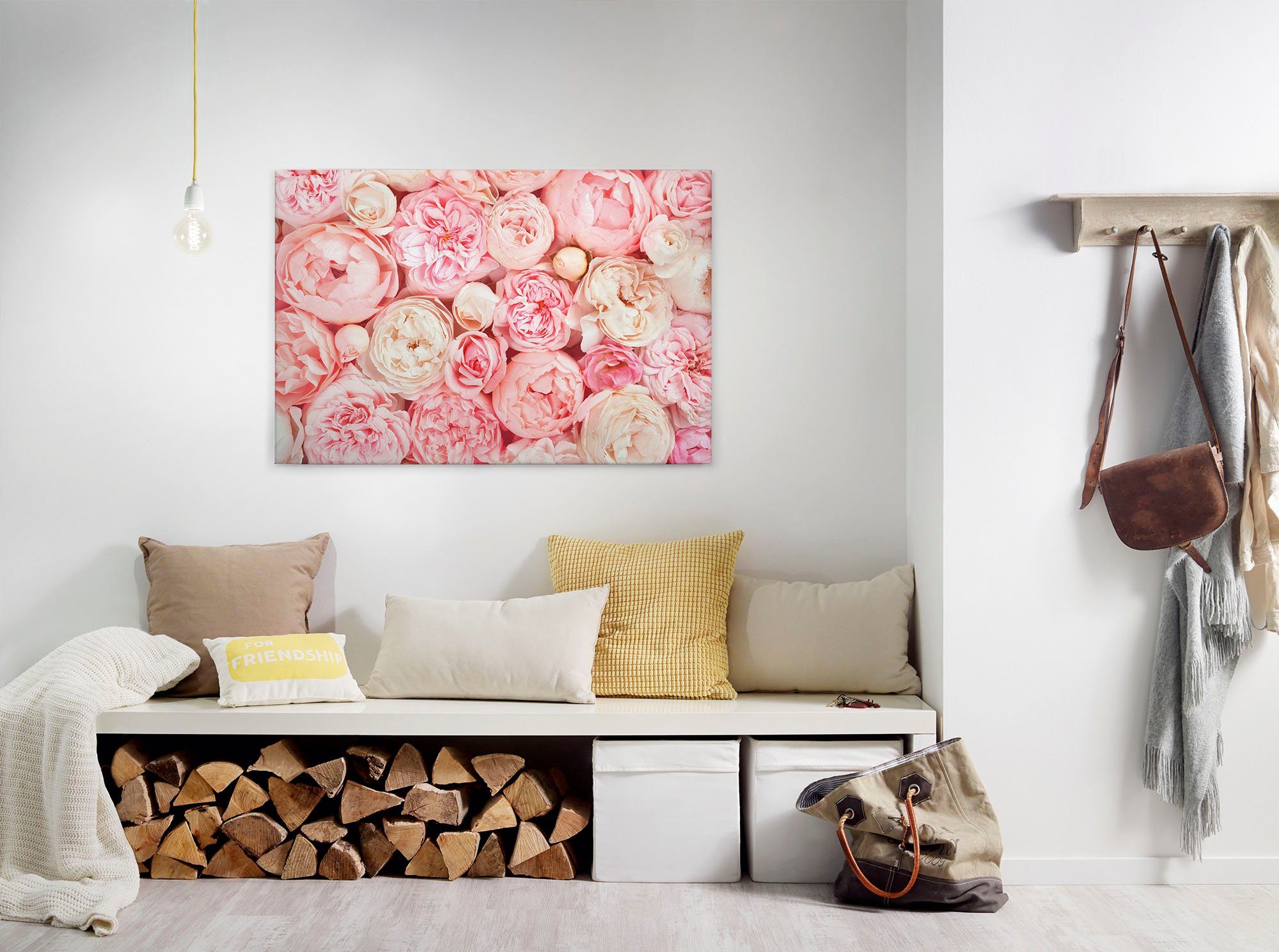 A.S. Création Leinwandbild Roses, Blumen, Kinder, Kunst (1 St), Romantische Rosen Rosenbild Keilrahmen Leinwand-Bild Wohnzimmer modern
