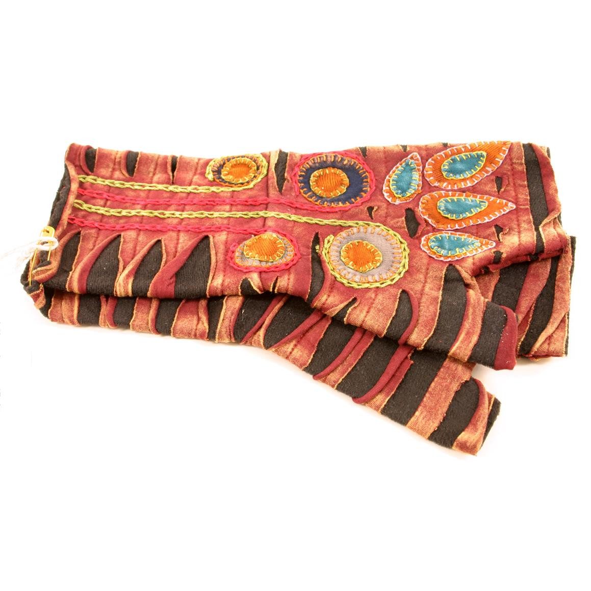Vishes Armstulpen Bestickte Damen Handschuhe Stulpen mit Daumen Fleece Gefüttert Alternative Bekleidung, Hippie, Goa Style