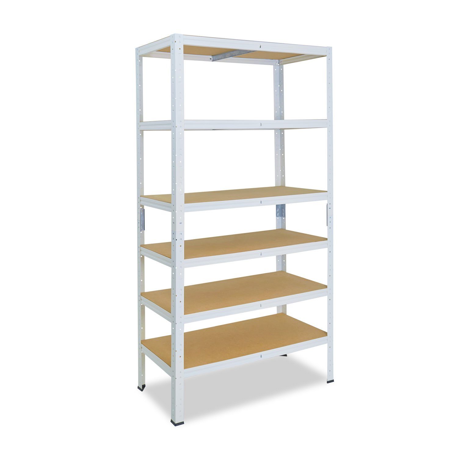 shelfplaza Schwerlastregal HOME, 230x75x30cm weiß, Metallregal mit 6 Böden, als Kellerregal, Garagenregal, Werkstattregal oder Lagerregal, Steckregal Metall mit 145kg Tragkraft