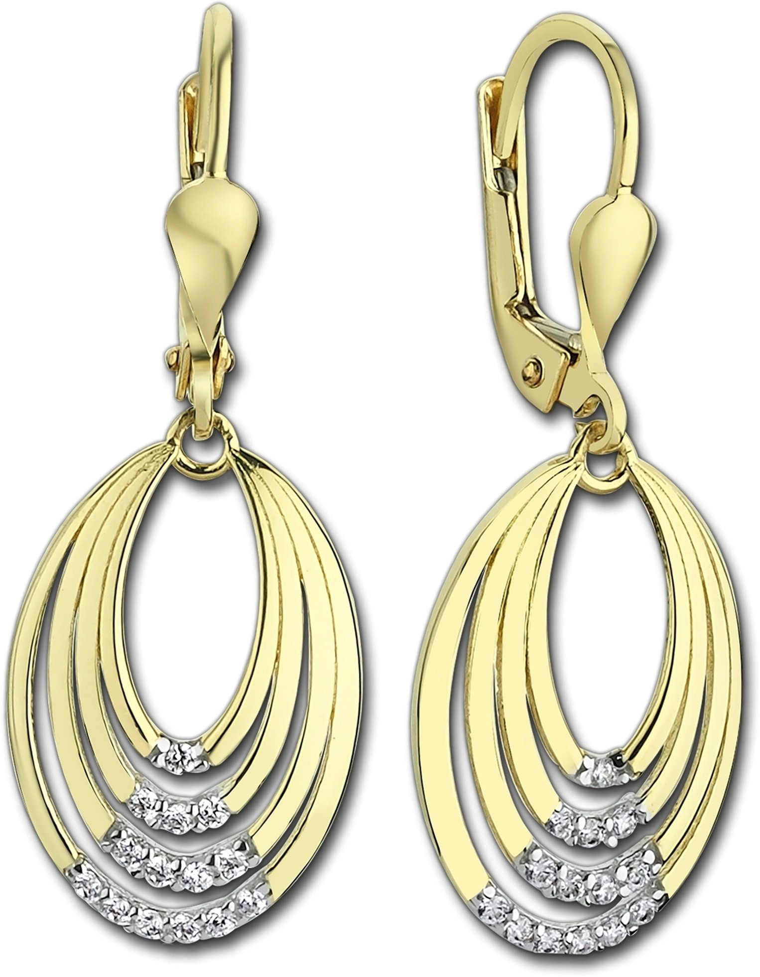 Balia Paar Ohrhänger Balia Damen Ohrhänger Gelbgold 8K (Ohrhänger), Damen Ohrhänger Ovale aus 333 Gelbgold - 8 Karat, Länge ca. 3,2cm